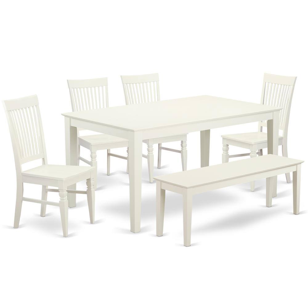Back. East West Furniture - Dining Room Set Linen White - Linen White.