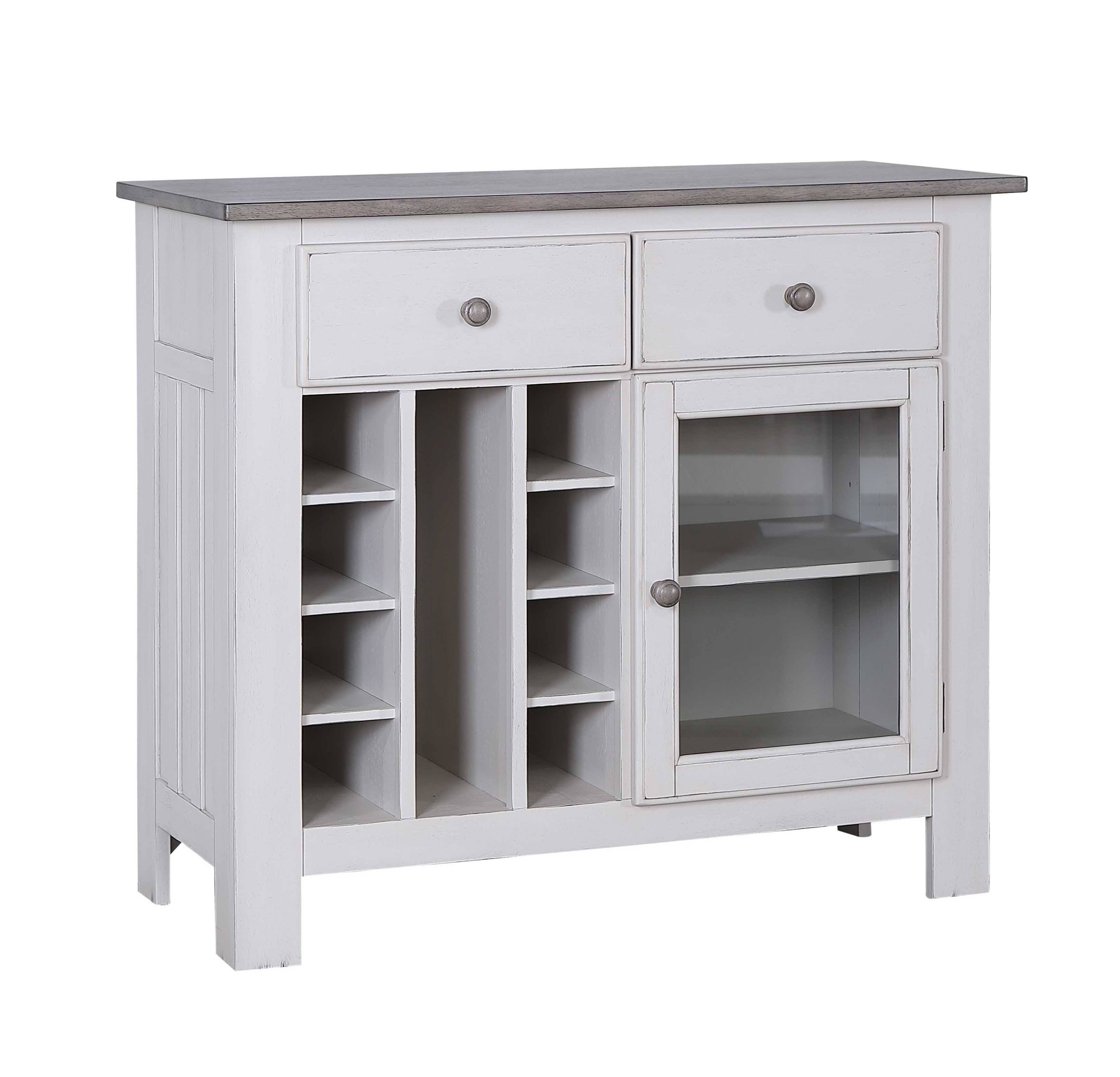 Angle. Kings Brand Furniture - Kings Brand Furniture Gwinn Buffet Storage Cabinet with Wine Rack, White - White.