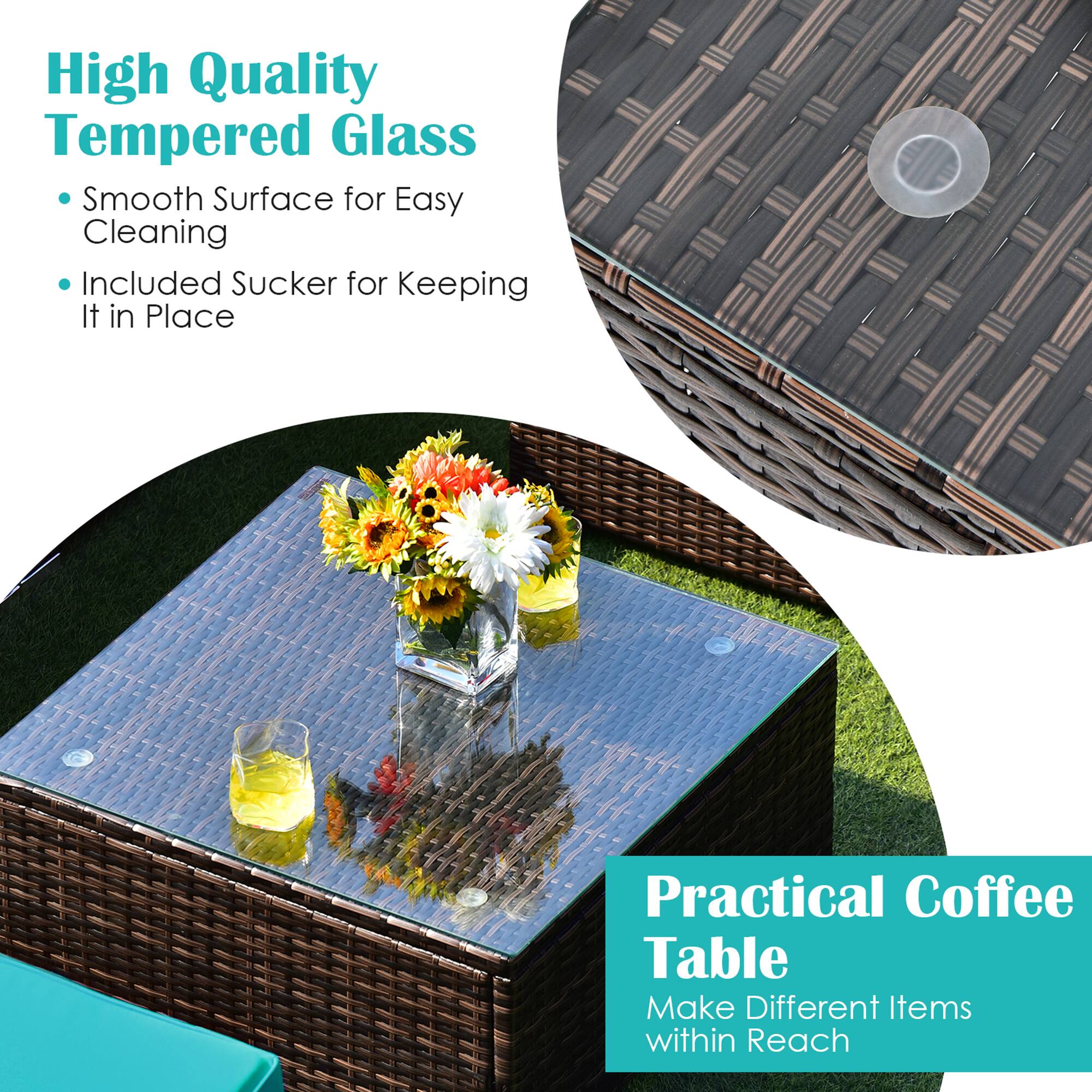 High Quality Tempered Glass  
- Smooth Surface for Easy Cleaning  
- Included Sucker for Keeping It in Place  

Practical Coffee Table  
Make Different Items within Reach