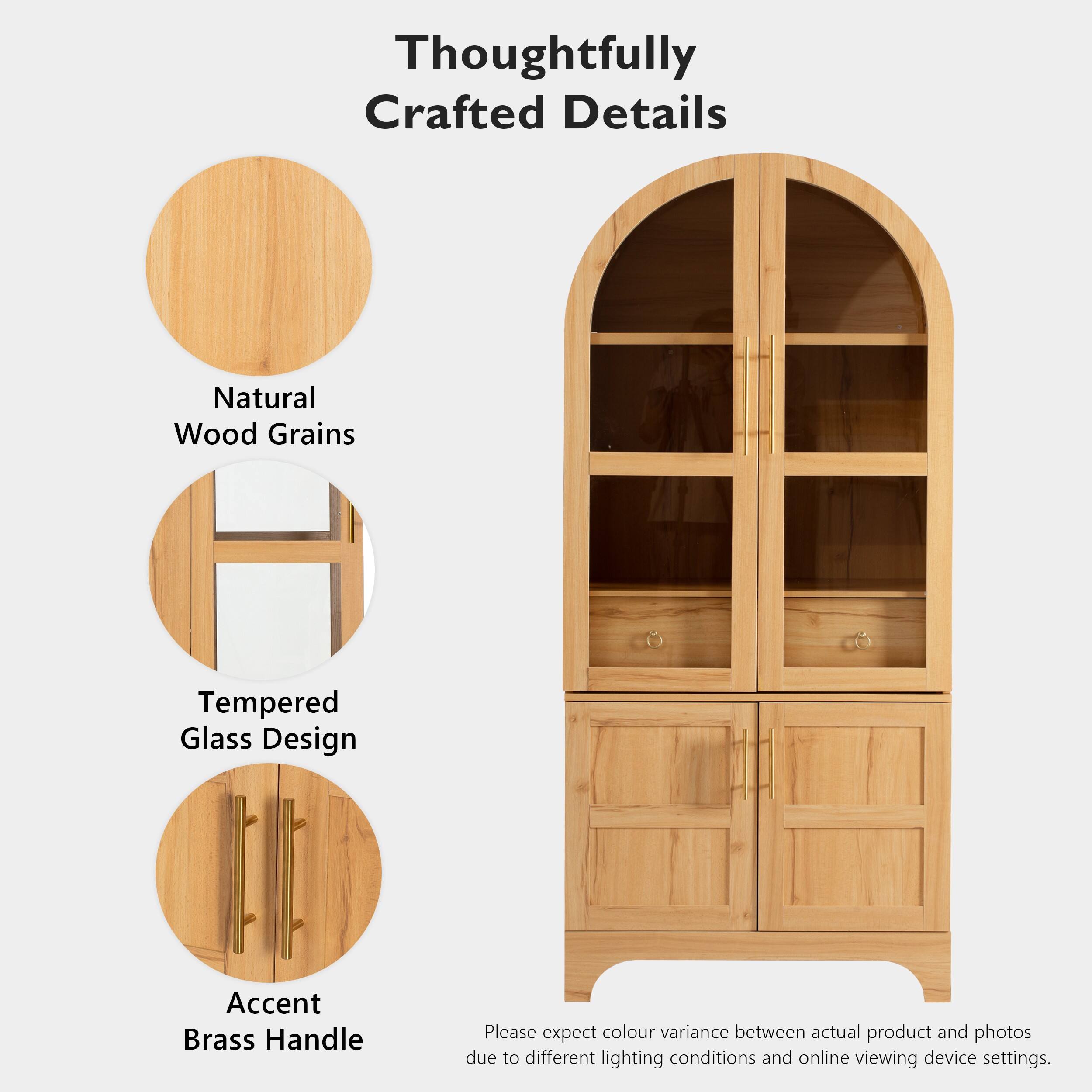 Thoughtfully Crafted Details

- Natural Wood Grains
- Tempered Glass Design
- Accent Brass Handle

Please expect colour variance between actual product and photos due to different lighting conditions and online viewing device settings.