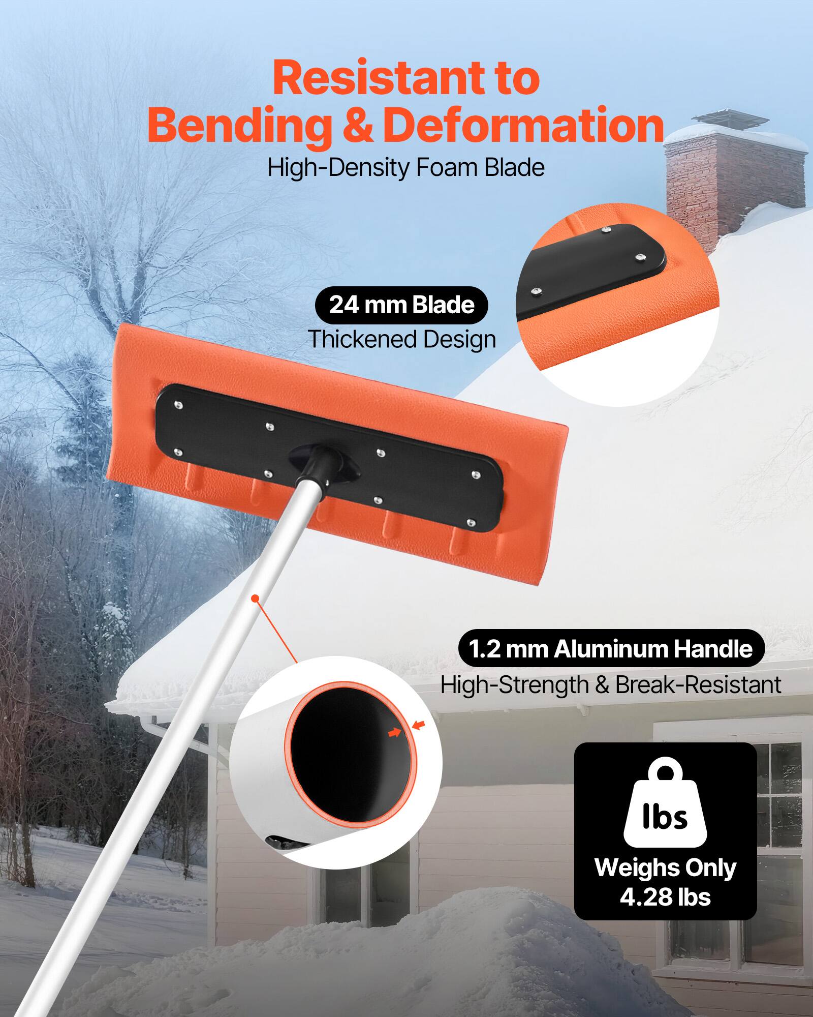 Resistant to Bending & Deformation  
High-Density Foam Blade  

24 mm Blade  
Thickened Design  

1.2 mm Aluminum Handle  
High-Strength & Break-Resistant  

Weighs Only 4.28 lbs
