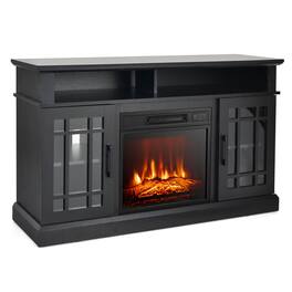 Sugift - 48 Inch Electric Fireplace TV Stand with Cabinets for TVs Up to 55 Inch - Black
