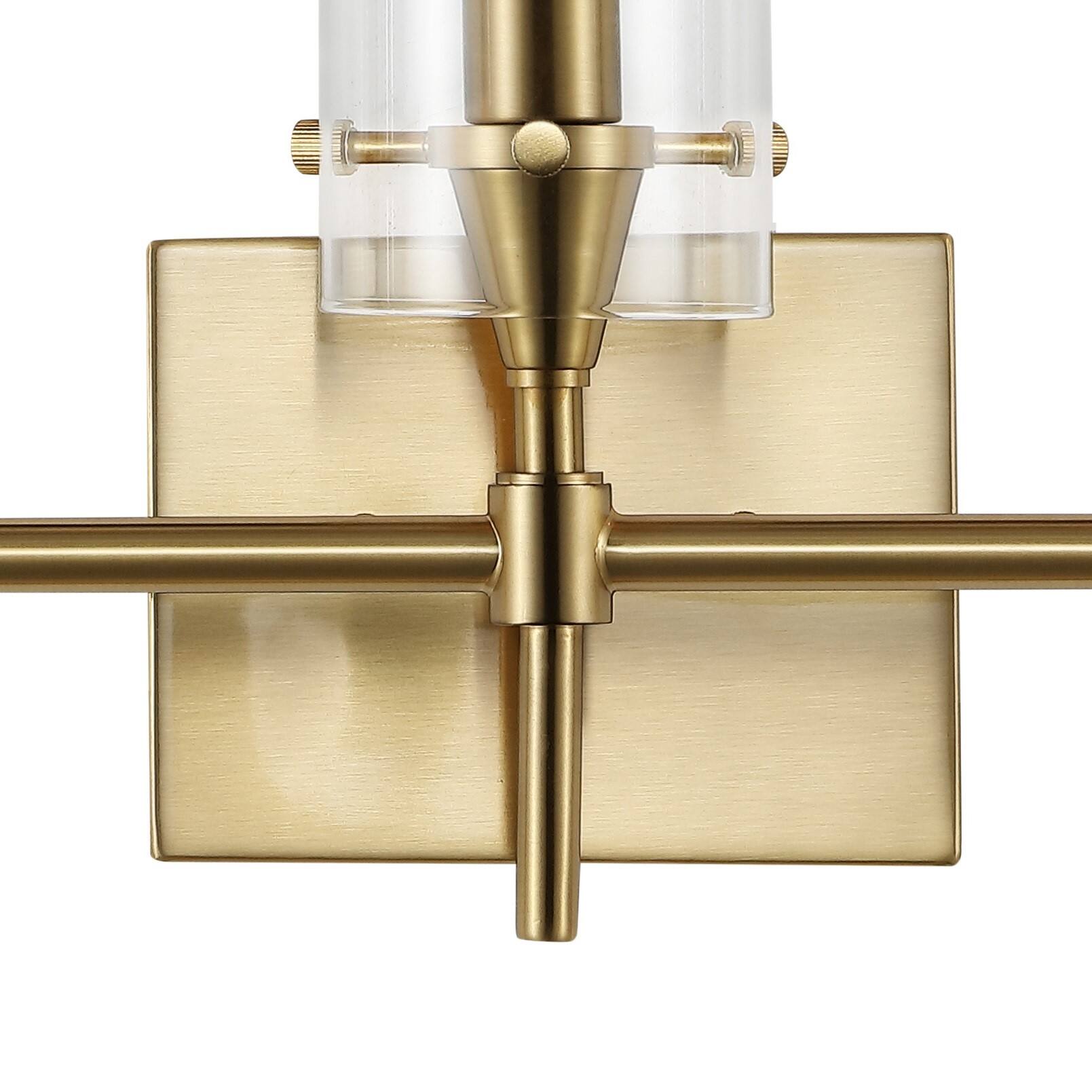 Alt View 5. Jonathan Y - Cato 21.25" 3-Light Modern Minimalist Iron/Glass LED Vanity, Brass Gold/Clear - Brass Gold.
