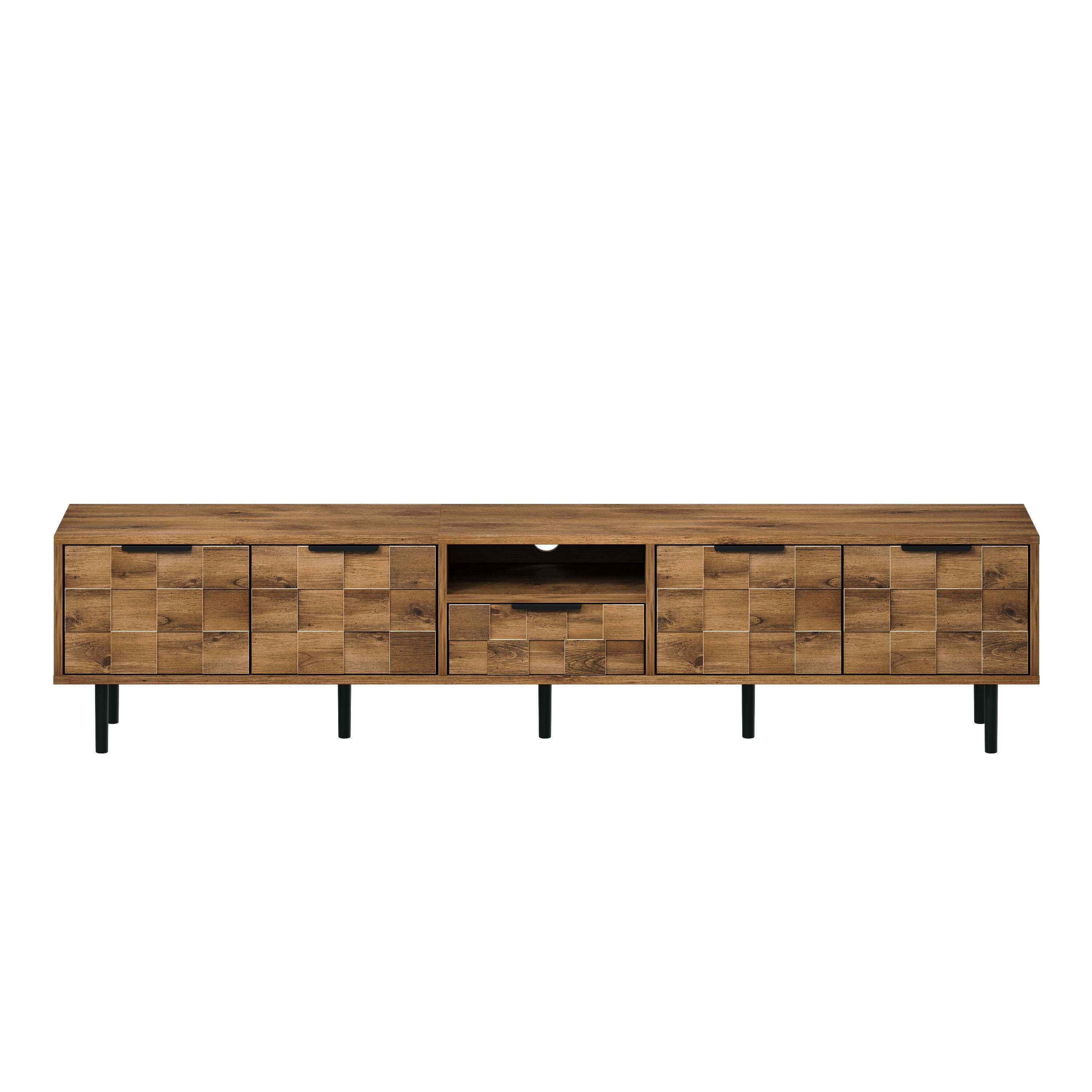 Alt View 5. MERAVOM - Modern TV Stand for TVs Up to 85", Entertainment Center with Storage Cabinets, Drawer & Open Shelves for Living Room - Natural.