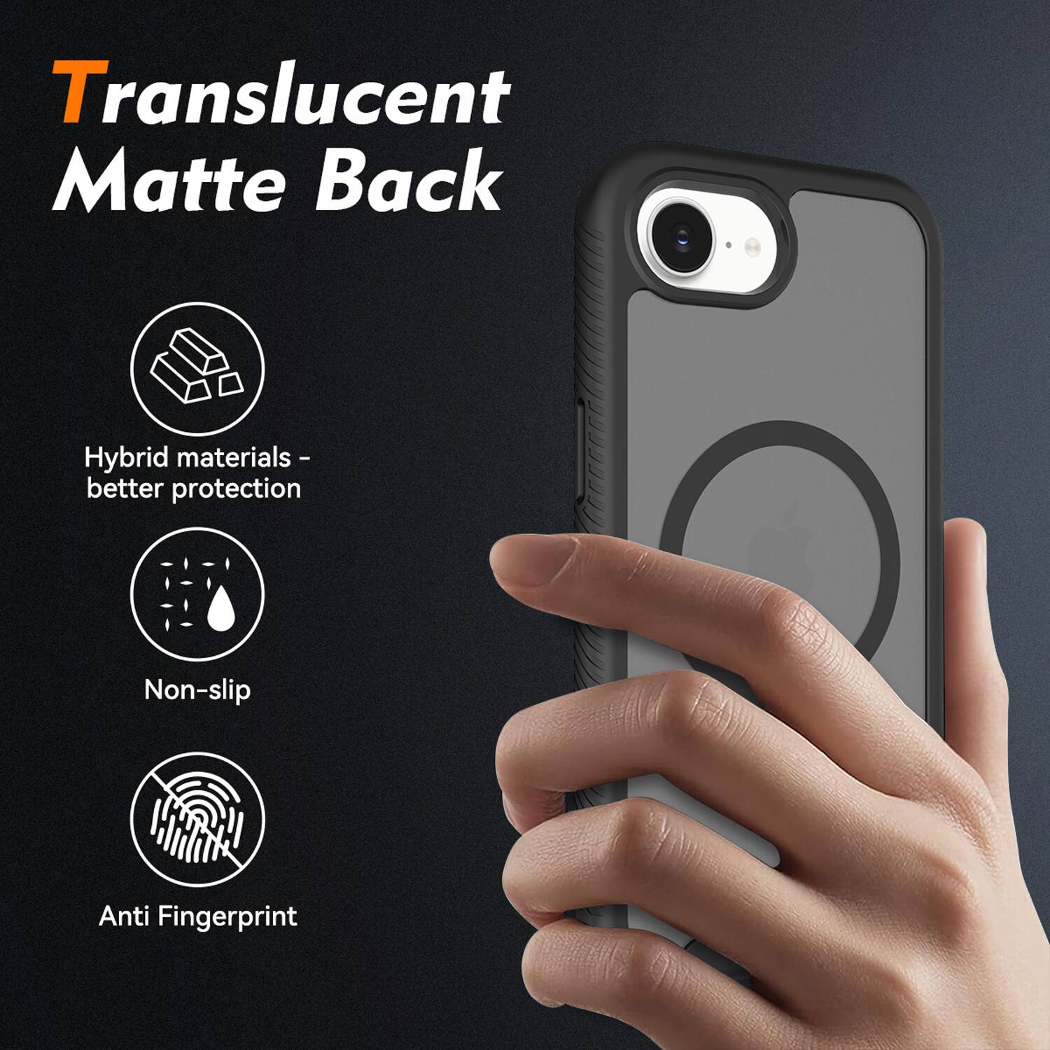 Translucent Matte Back Hybrid materials - better protection Non-slip Anti Fingerprint