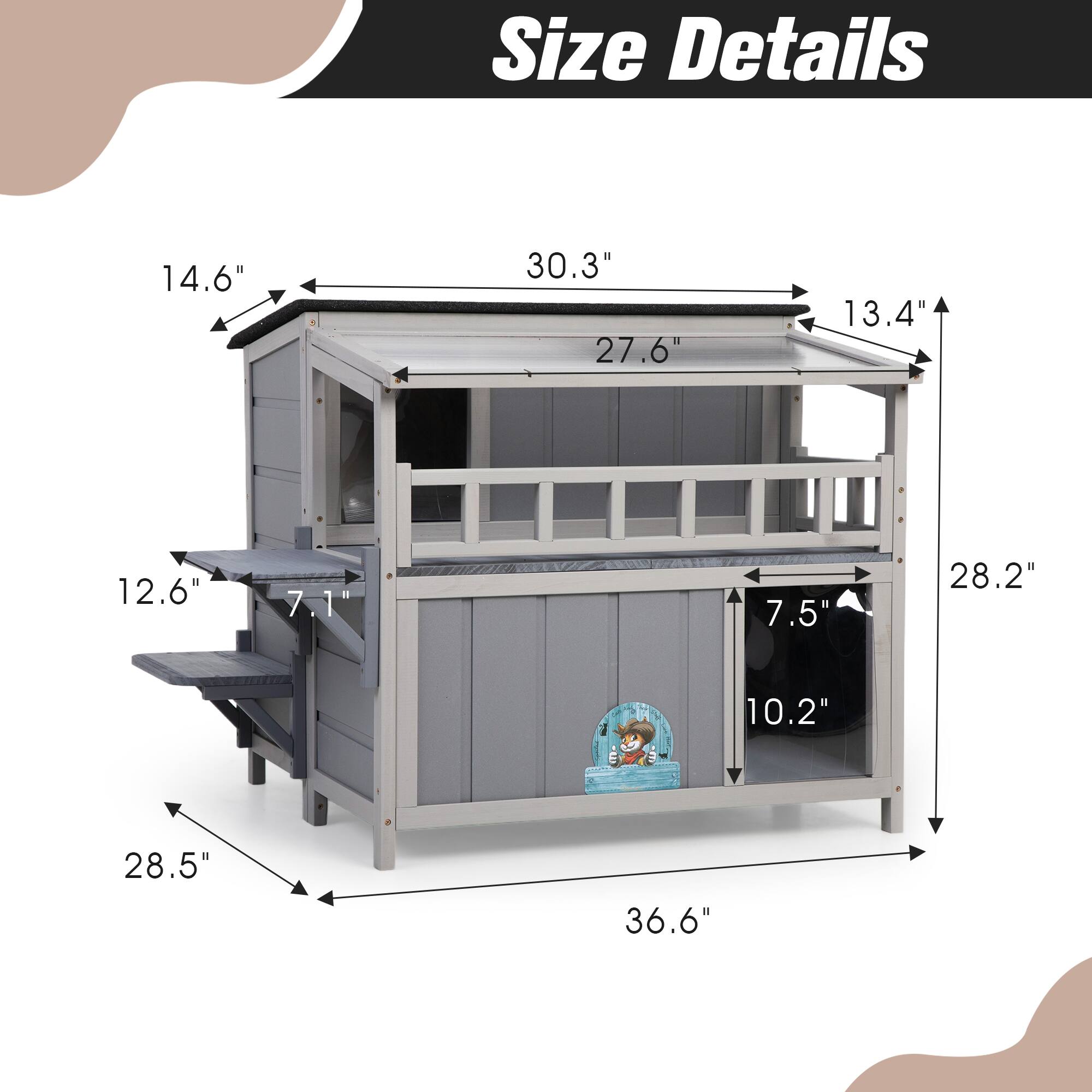 Size Details  
14.6"  
30.3"  
27.6"  
13.4"  
12.6"  
7.1"  
7.5"  
28.2"  
10.2"  
28.5"  
36.6"