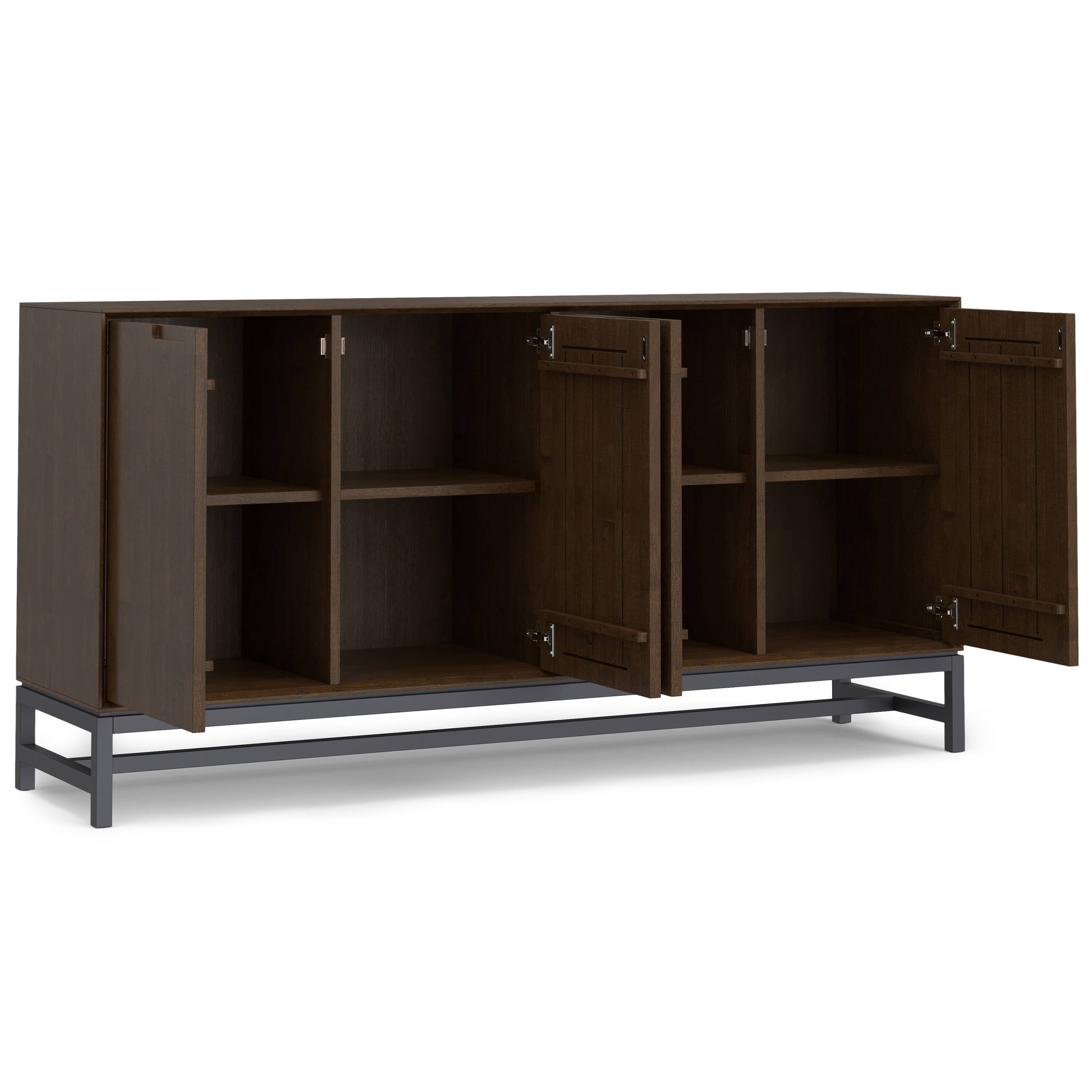 Back. Simpli Home - Simpli Home Banting 72 inch Wide Solid Wood 4 Door Sideboard Buffet in Walnut Brown - Walnut Brown.