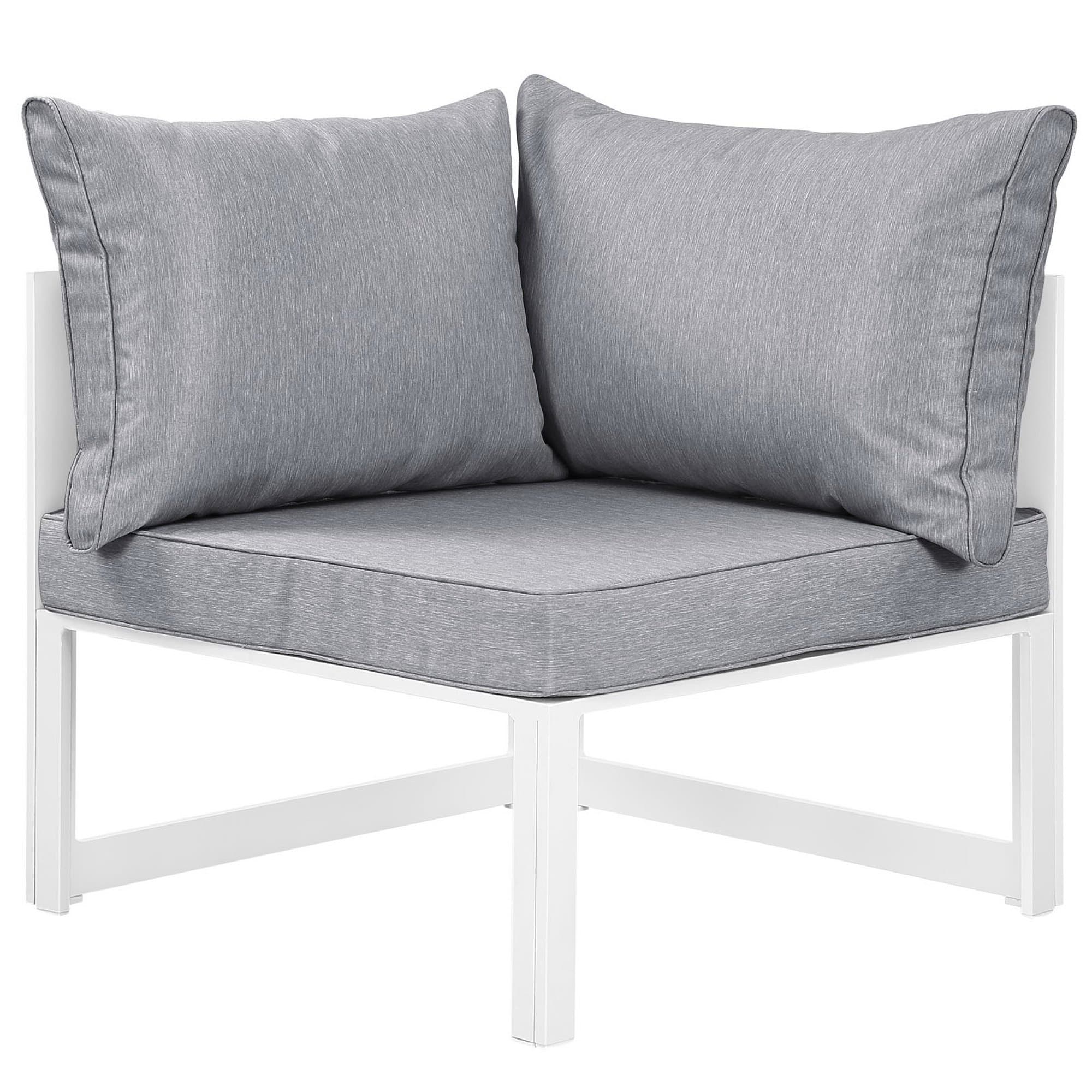 Fortuna Corner Outdoor Patio Armchair by Modway - White Gray