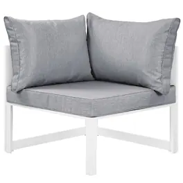 Fortuna Corner Outdoor Patio Armchair by Modway - White Gray