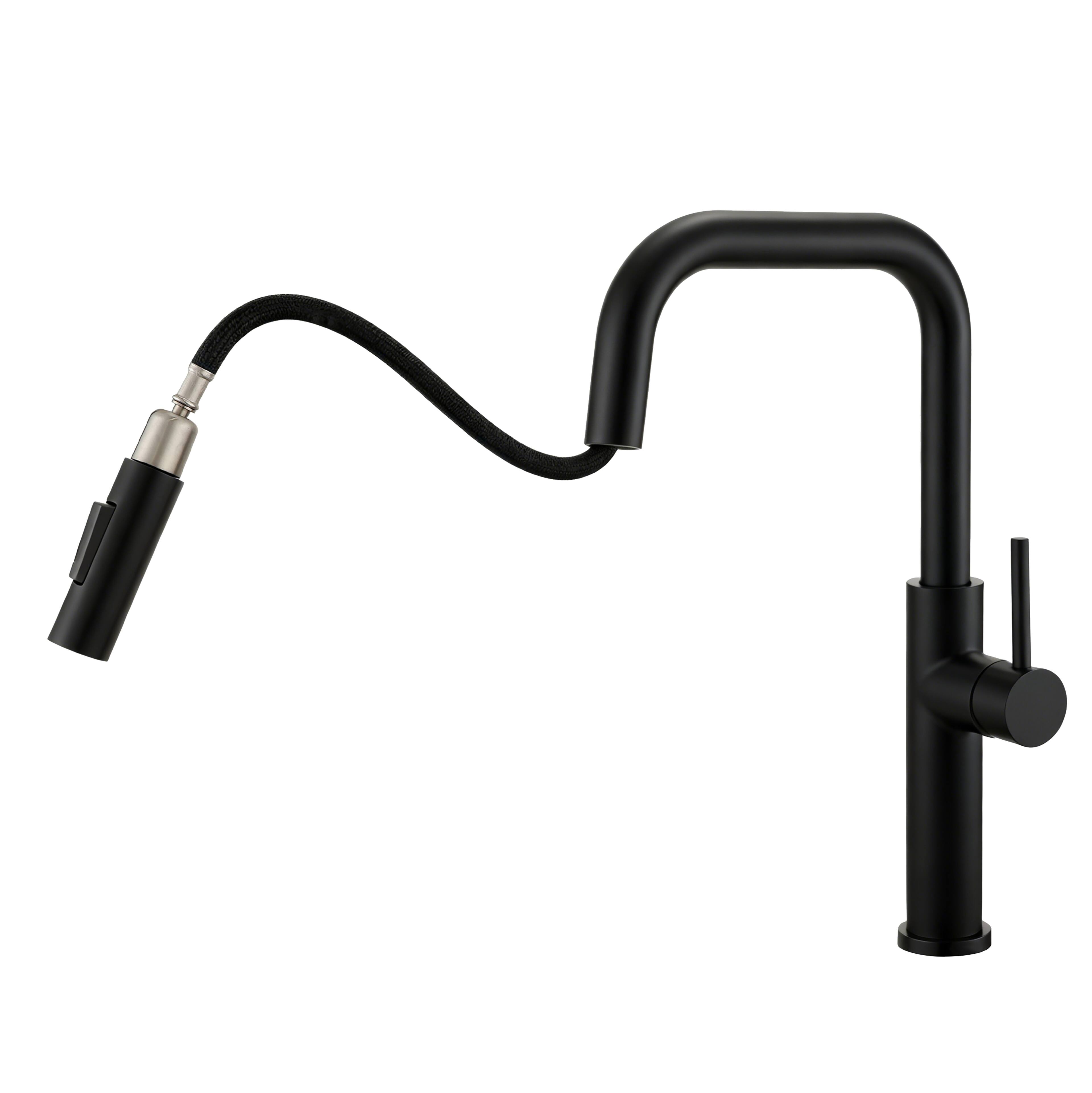 Angle. Bothwa Home - Waterway 15.5 - Inch Kitchen Faucet - Matt Black.