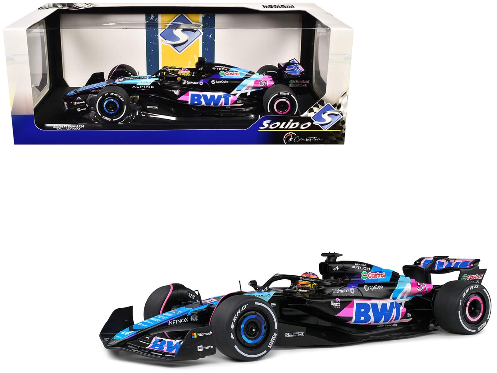 "Alpine A524 #31 Esteban Ocon ""BWT"" Formula One F1 Miami GP (2024) ""Competition"" Series 1/18 Diecast Model Car by Solido" price history on PriceWatchPro