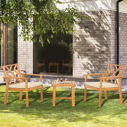 Front. Werph - Werph 3 Piece Outdoor Patio Furniture Set - Khaki.