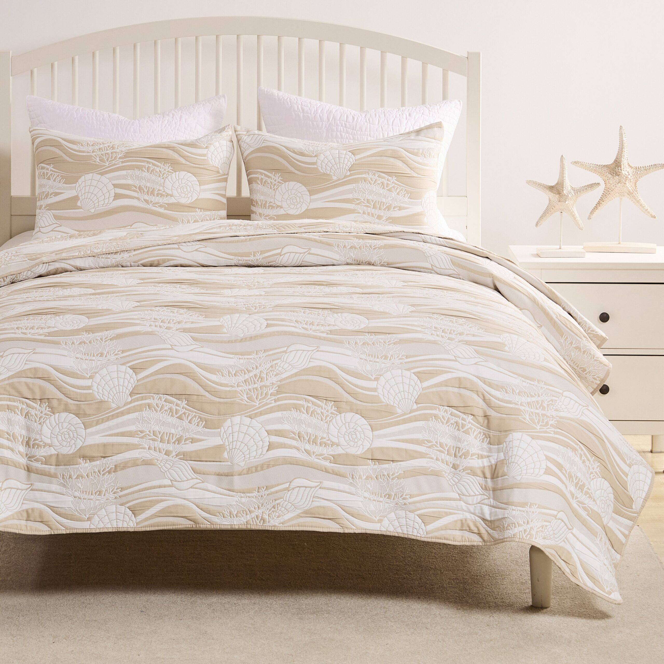 Angle. BreeBe - Dover Natural Coverlet Set 3-Piece Full/Queen - Natural.