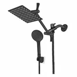 Dazzed Corner - 10" High Pressure Rainfall Shower Combo, 9-Settings Handheld, 11" Extension Arm - Black