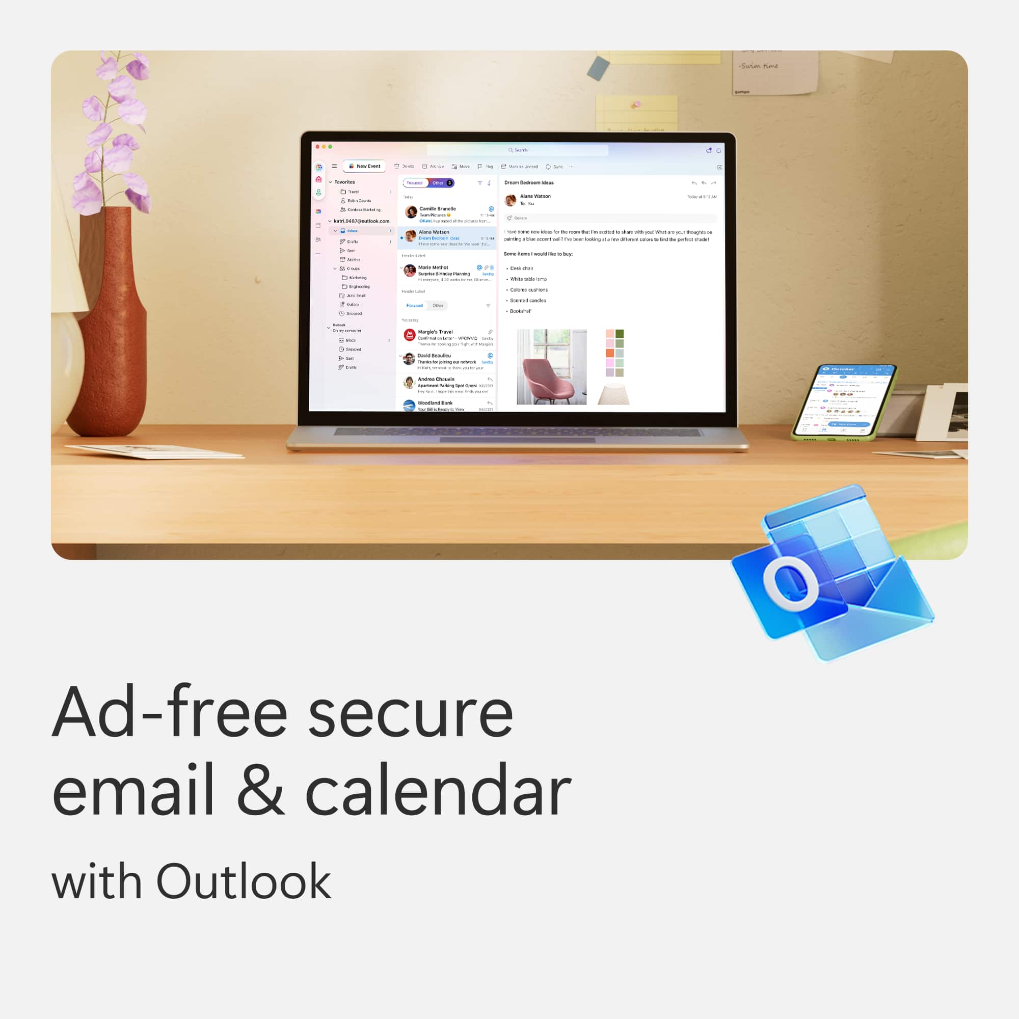 Ad-free secure email & calendar with Outlook.