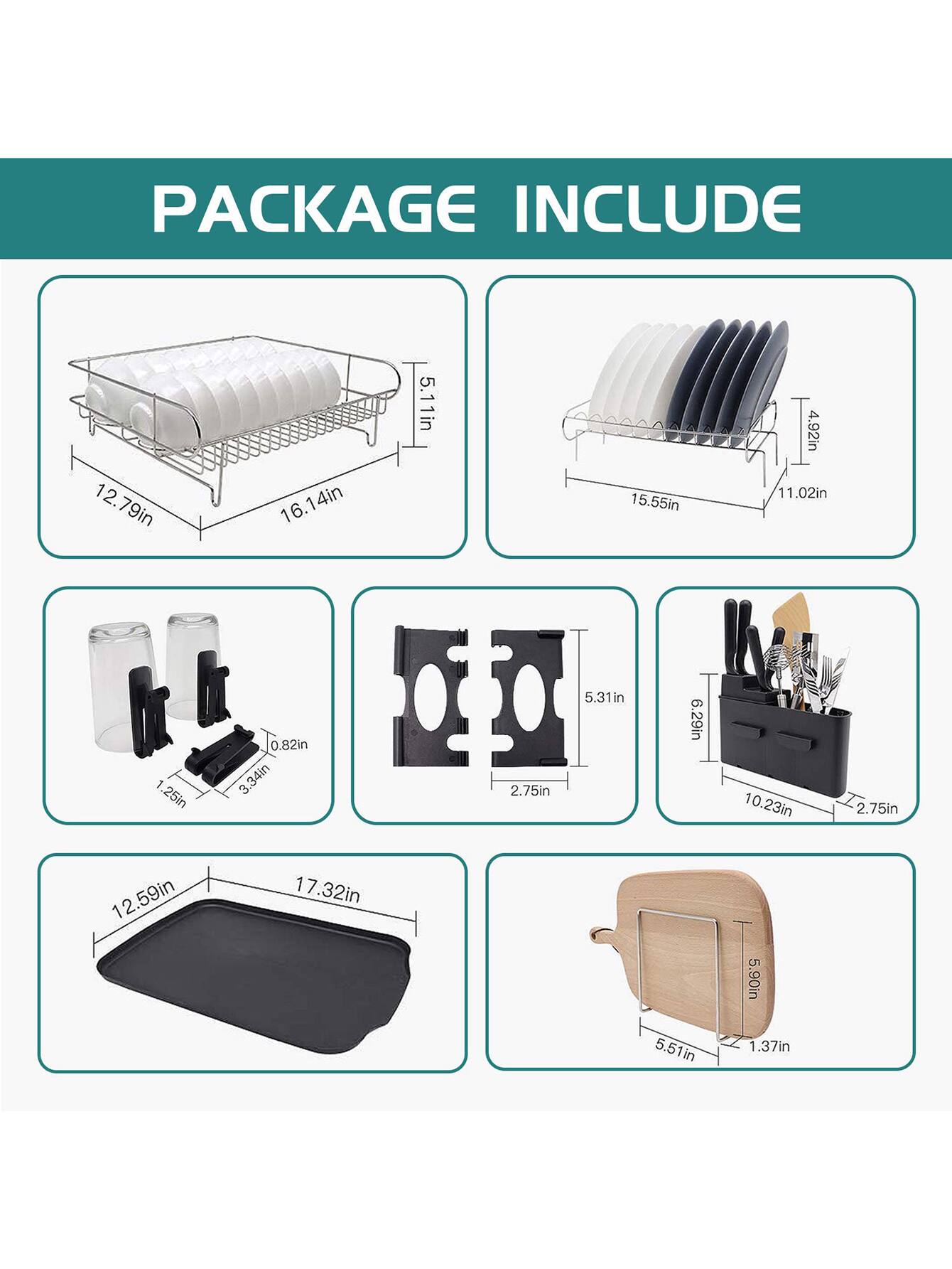 PACKAGE INCLUDE

- 12.79in x 16.14in x 5.11in
- 15.55in x 11.02in x 4.92in
- 1.25in x 3.34in x 0.82in
- 5.31in x 2.75in
- 12.59in x 17.32in x 5.90in x 5.51in x 1.37in