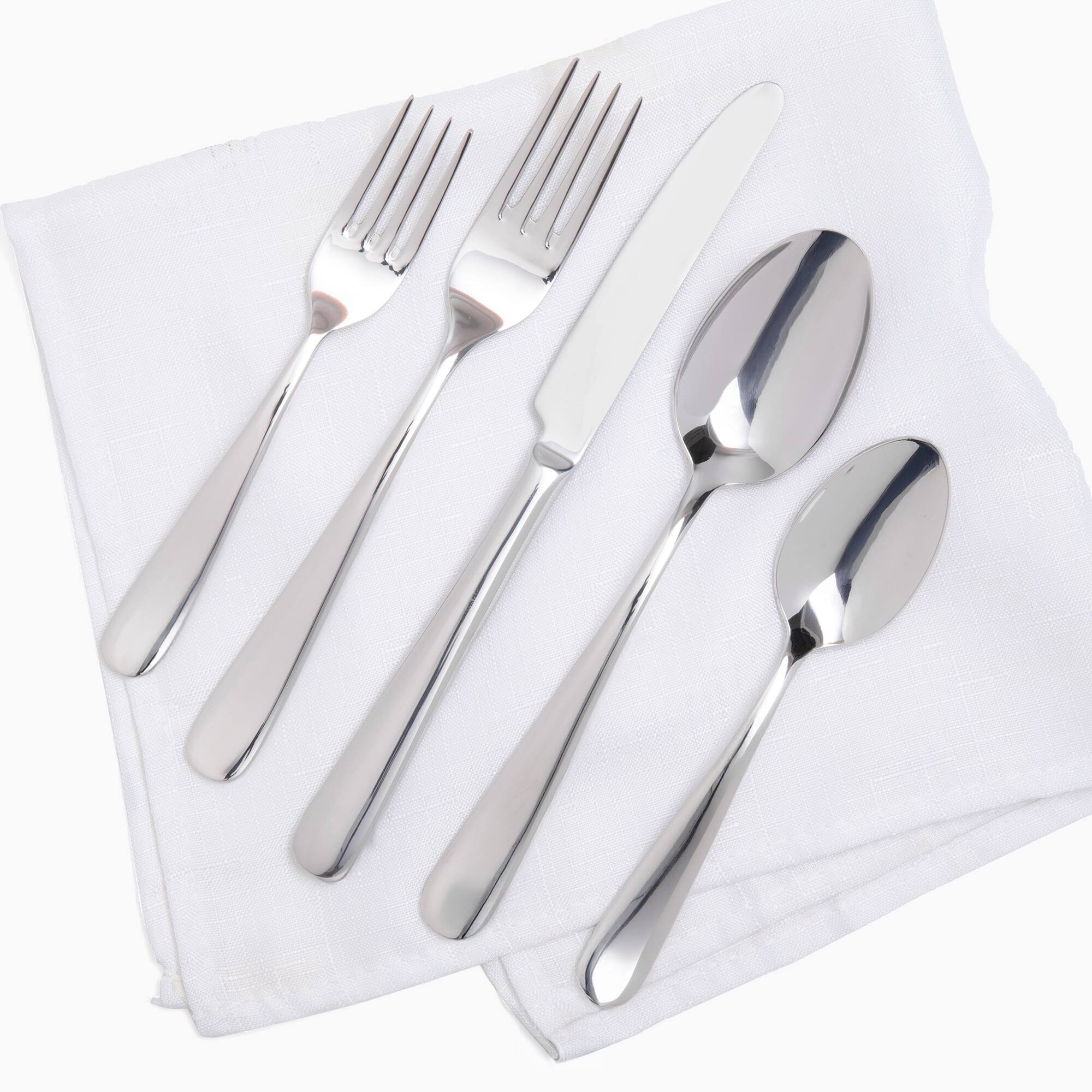 Alt View 1. Larder & Vine - 20-Piece Classic Flatware Set for 4, Made in Portugal from 18/10 Stainless Steel - Brushed Silver.