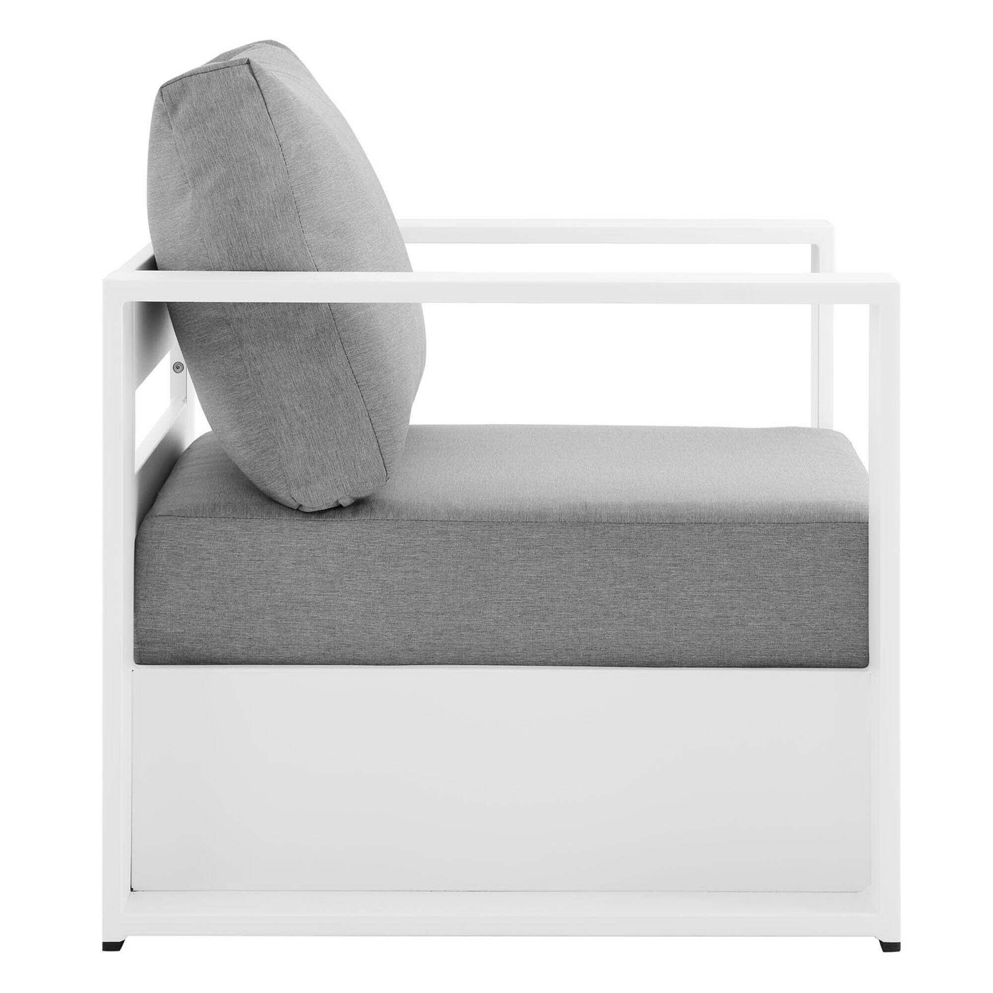 Alt View 2. Modway - Tahoe Outdoor Patio Powder-Coated Aluminum Armchair by Modway - White Gray.