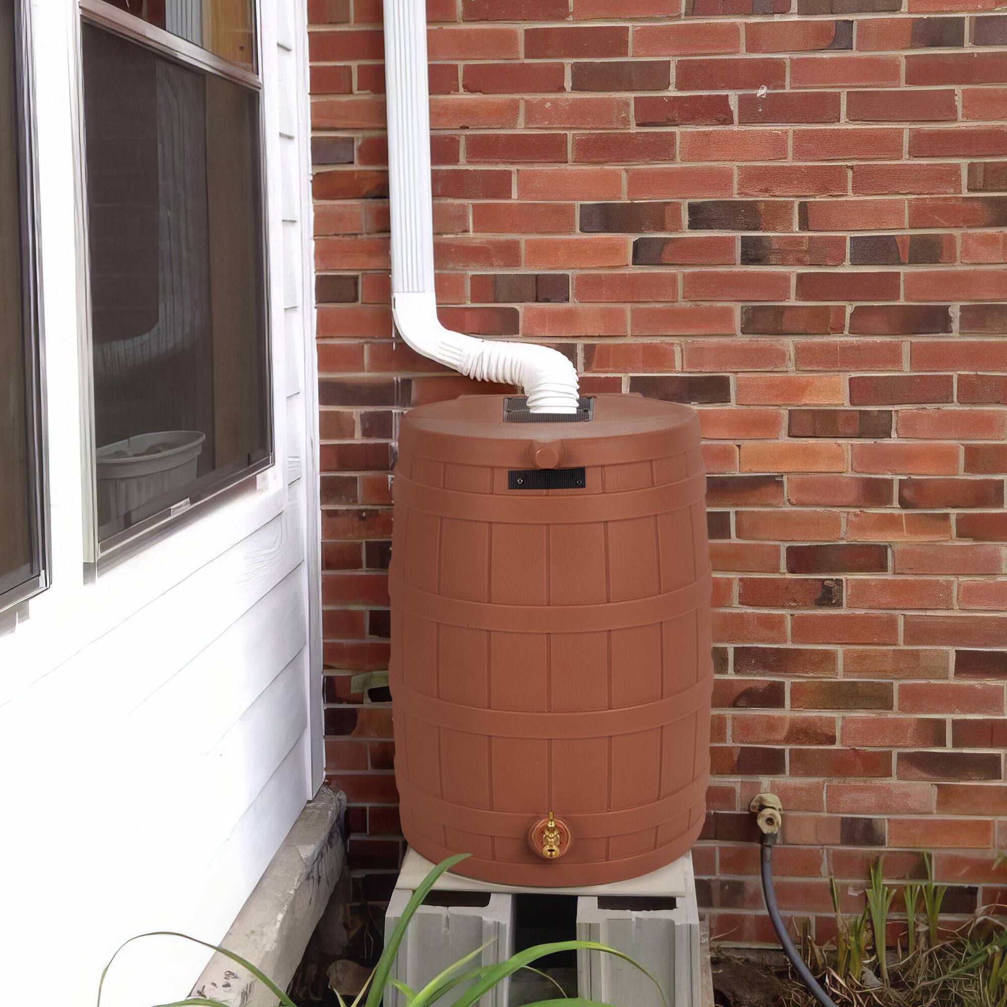 Alt View 3. Good Ideas - Good Ideas Rain Wizard 50 Gal Plastic Rain Barrel, Terra Cotta & 50' Soaker Hose.