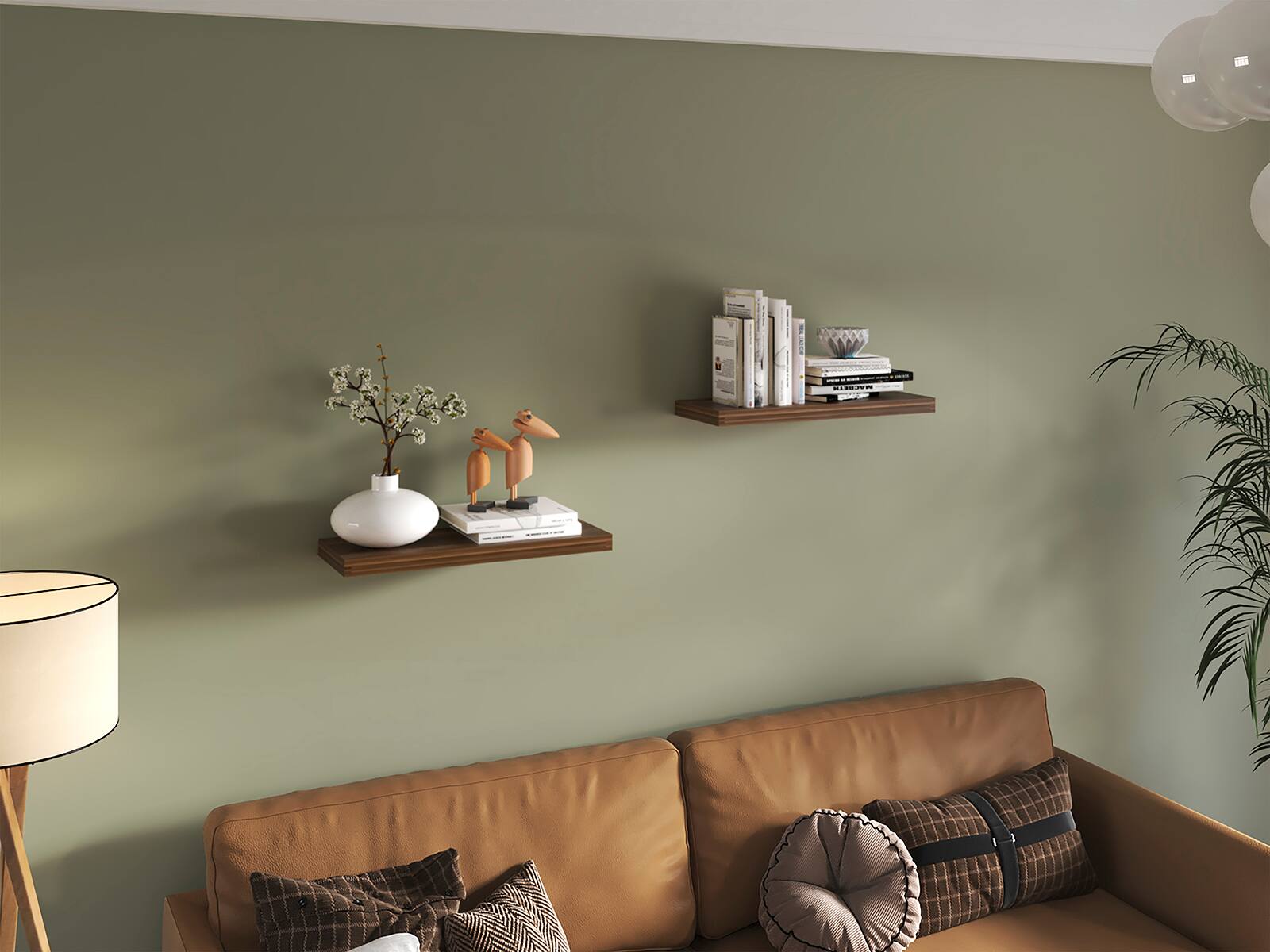 Alt View 1. TuHome - Ecco 31.5" Wide Floating Shelves Set Of 2, Shelves For Wall Decor For Bedroom, Bathroom Storage Shelves. - Walnut.