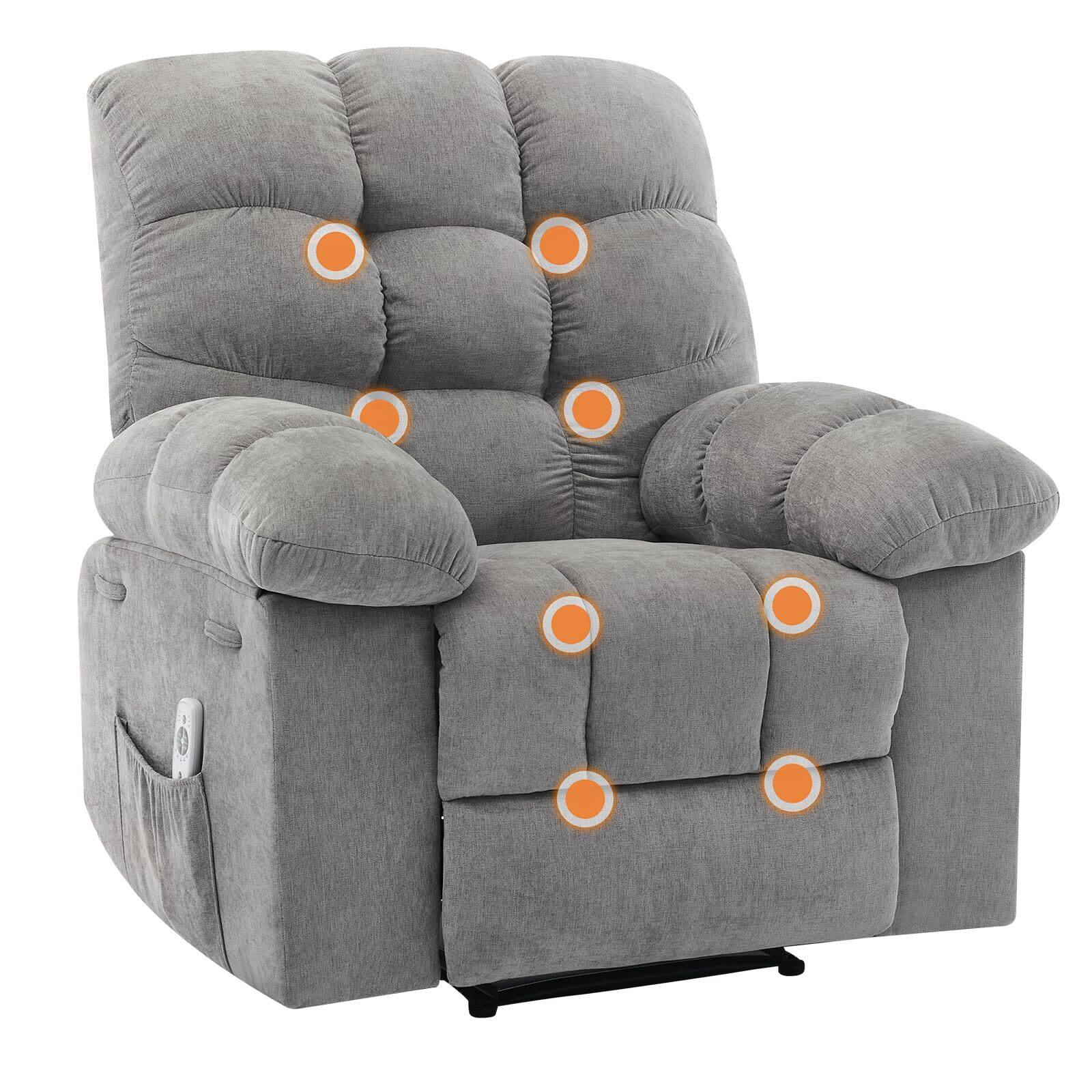 Front. Babevy - 21.4in Wide Recliner Chair,Massage & Heat Recliner Chair for Adults,Home Theater Seating - Grey.
