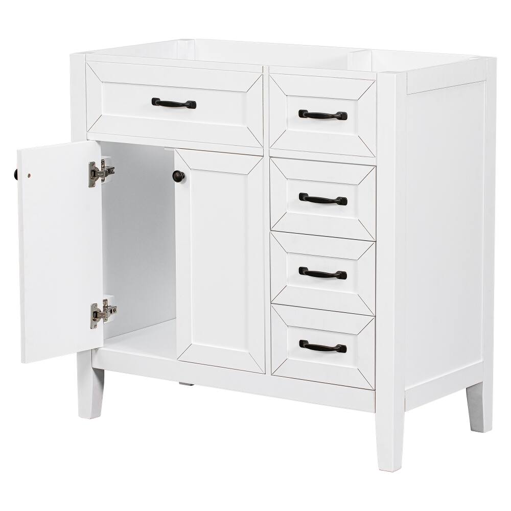 Alt View 8. Loheer - Loheer 36 inch bathroom vanity base only White Freestanding Cabinet with Drawers - White.
