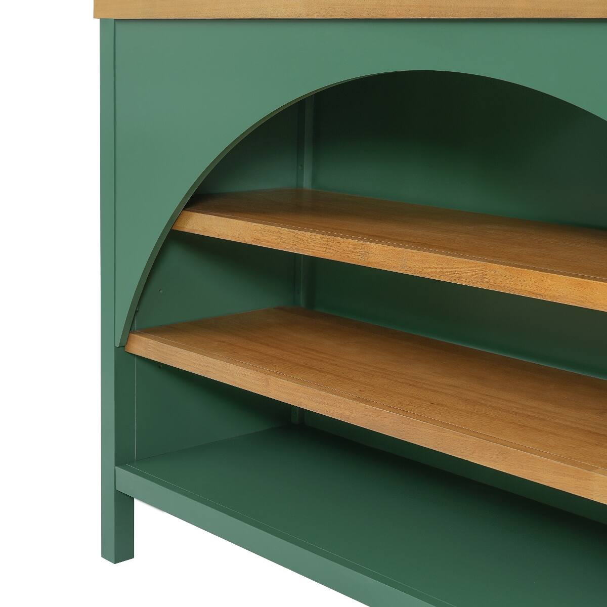 Alt View 9. Loheer - Loheer 56 inch Farmhouse Kitchen Island Green Kitchen Island with Natural Wood Top and Open Storage - Green.