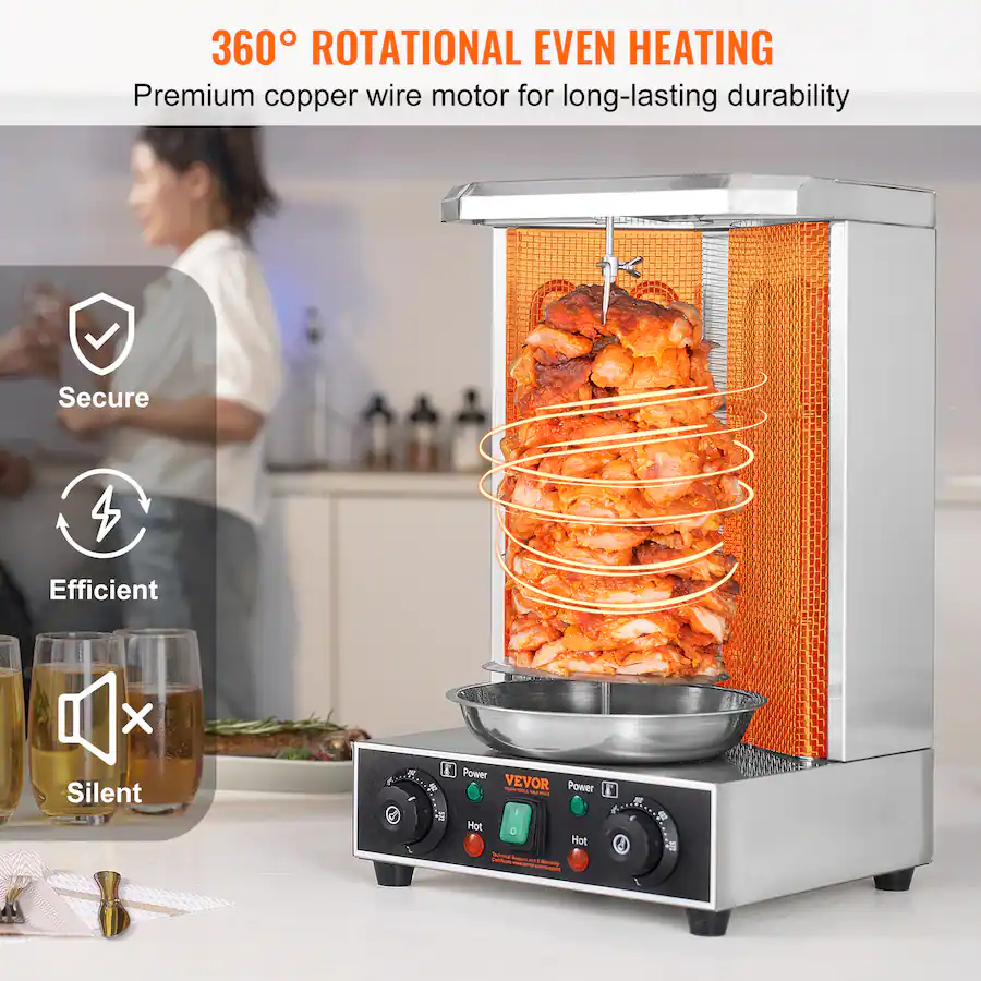 Showerma Machine VEVOR Shawarma Grill Machine, 13lbs Capacity, Chicken Shawarma Cooker ...