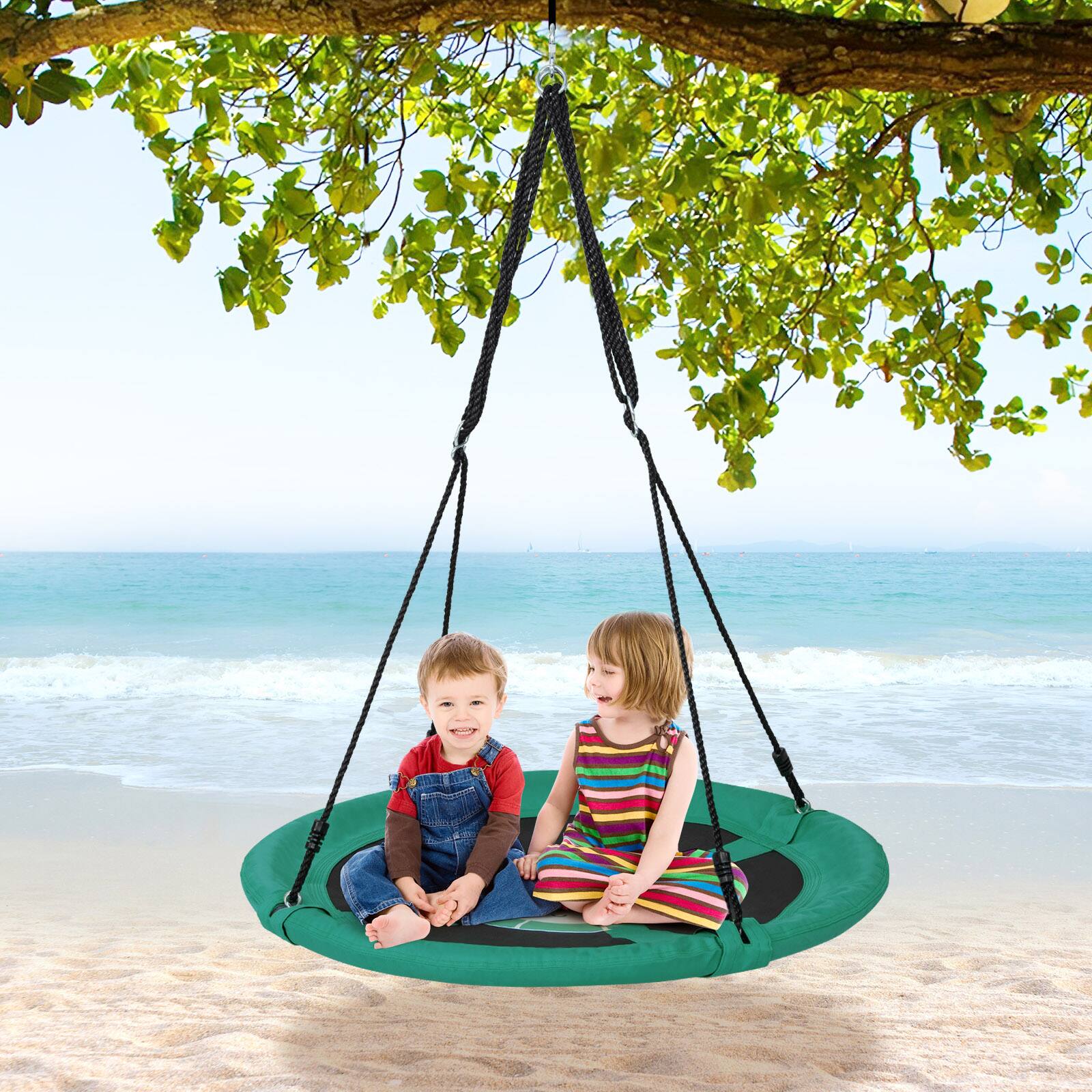 Alt View 2. Costway - Costway 40" Flying Saucer Tree Swing Indoor Outdoor Play Set Swing for Kids - Green Dinosaur.