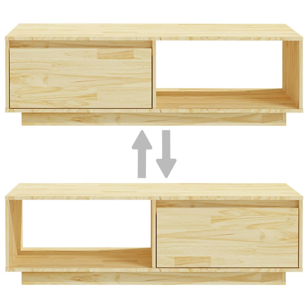 Alt View 8. Boyel Living - 19.7 x 43.3 x 13.2 in. Coffee Table Natural Solid Pinewood Medium Storage Side Table in Brown - Brown.