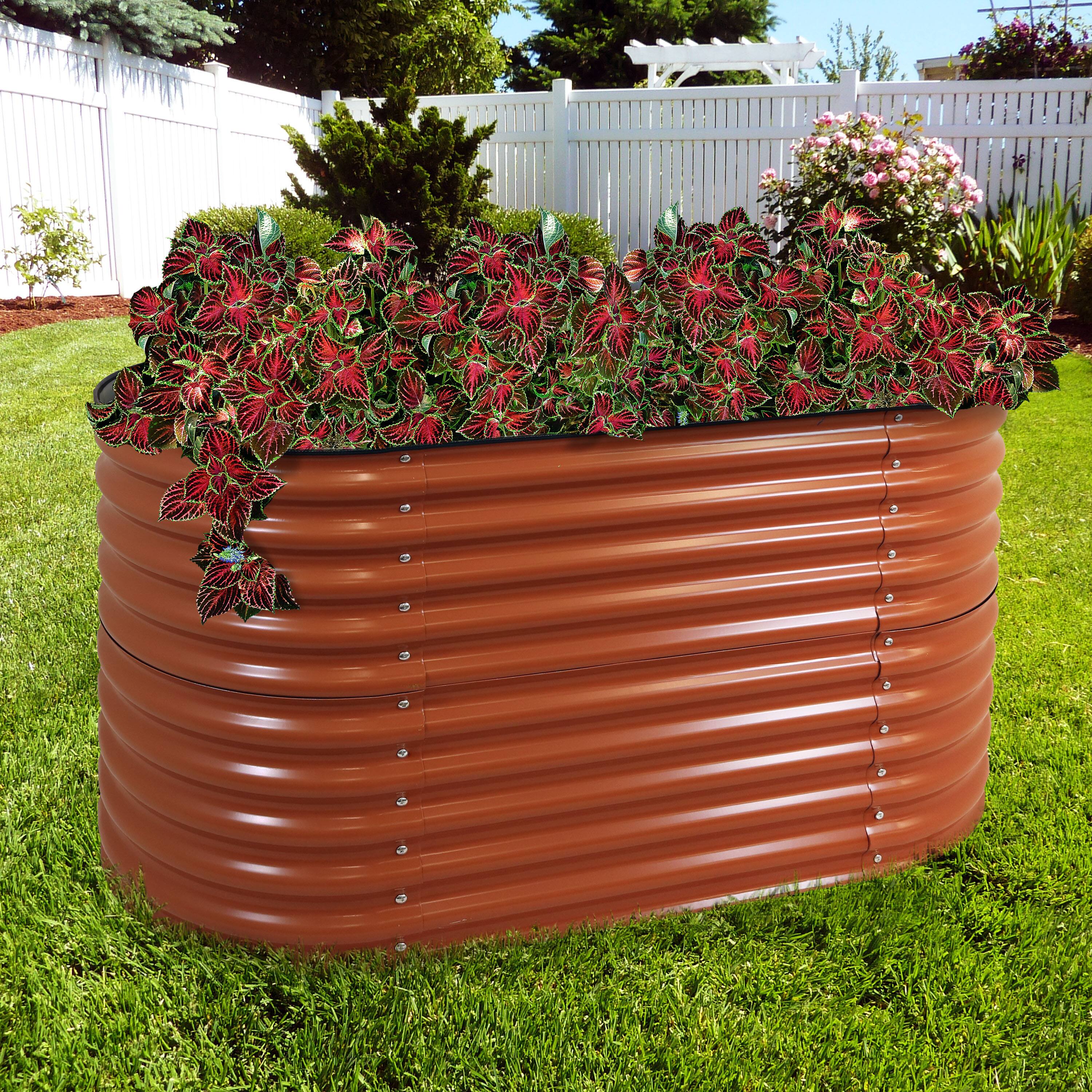 Alt View 1. Sunnydaze - Galvalume Steel Rectangle Raised Bed - 62.5 in x 32 in - Brown.