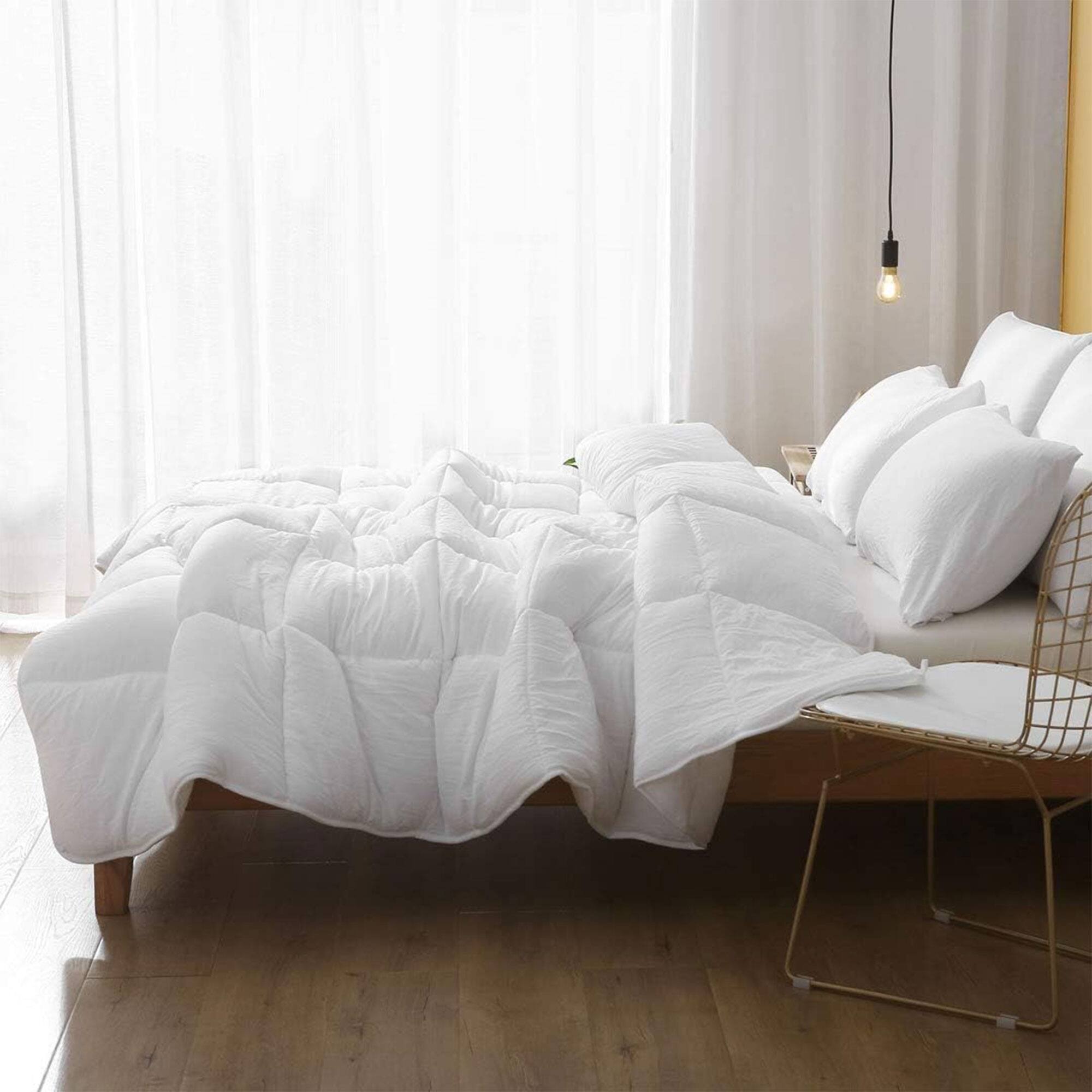 Alt View 7. APSMILE - APSMILE Reversible All Season Down Alternative Full King Comforter, All White - White.