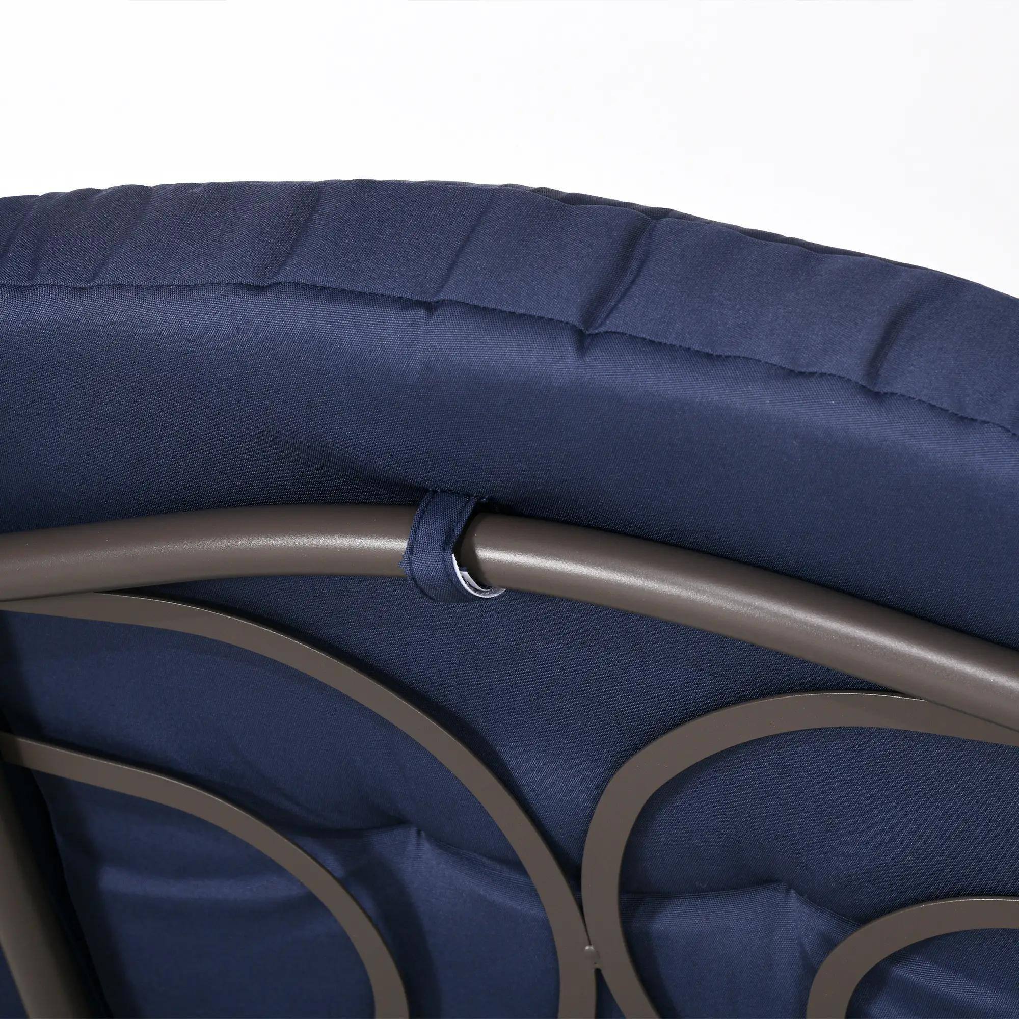 Alt View 1. Resenkos - Resenkos 3-Seat Swing Set, Dark Blue Canopy, Garden, Poolside, Comfortable Cushions & Pillows, Dark Blue.