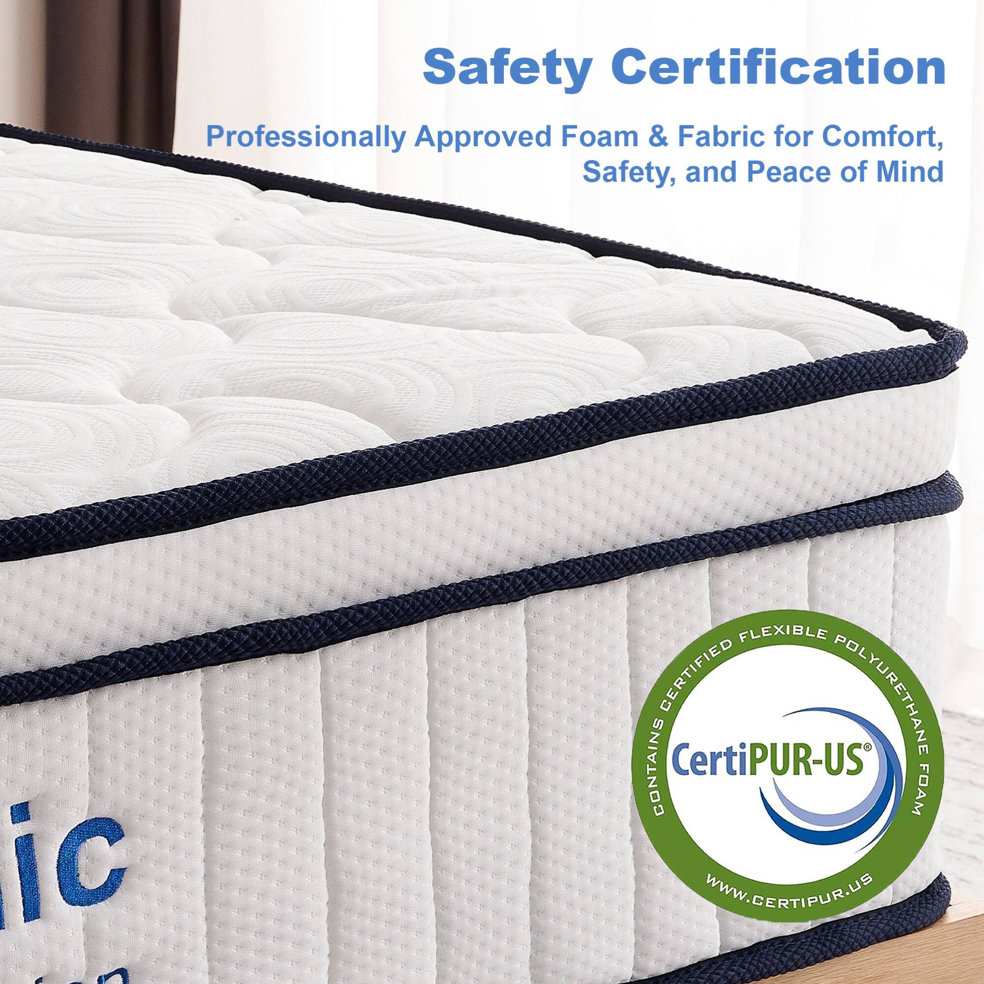 Safety Certification  
Professionally Approved Foam & Fabric for Comfort, Safety, and Peace of Mind  

Certified Flexible Polyurethane Contains CertiPUR-US Foam  
www.certipur.us