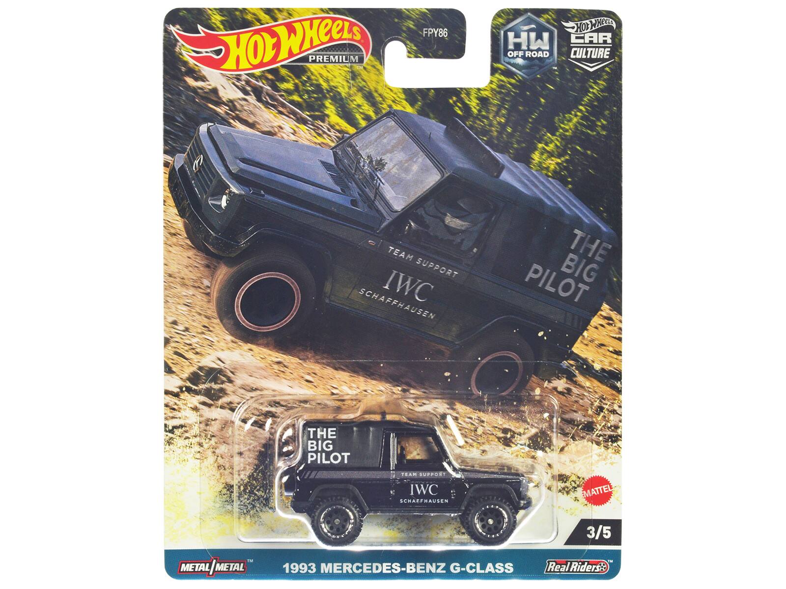 Hot Wheels Premium EN FPY86 HOC HOI WHEELS CAR OFF ROAD CULTURE TEAM SUPPORT SCHAFFHAUSEN IWC THE PILOT BIG THE BIG PILOT TEAM SUPPORT IWC e SCHAFFHAUSEN EMATTEL 3/5 - METAL|METAL METAL METAL - 1993 MERCEDES-BENZ G-CLASS Real Riders