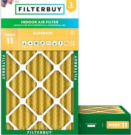 Filterbuy - 14x30x4 MERV 11 Pet & Allergy Defense, Electrostatic Pleated HVAC AC Furnace Air Filters Replacement (2-Pack) - Gold