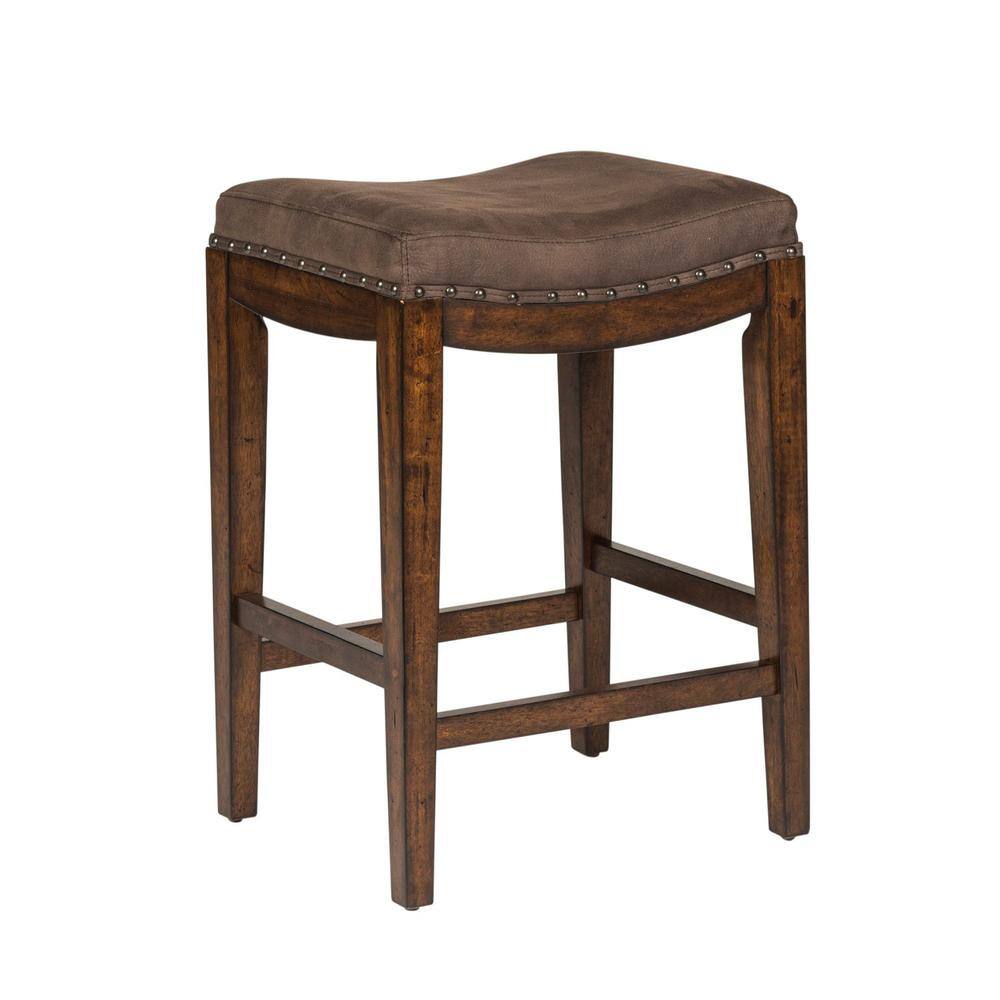 Back. Liberty Furniture Industries - Aspen Skies Upholstered Console Stool in Russet Brown - Brown.