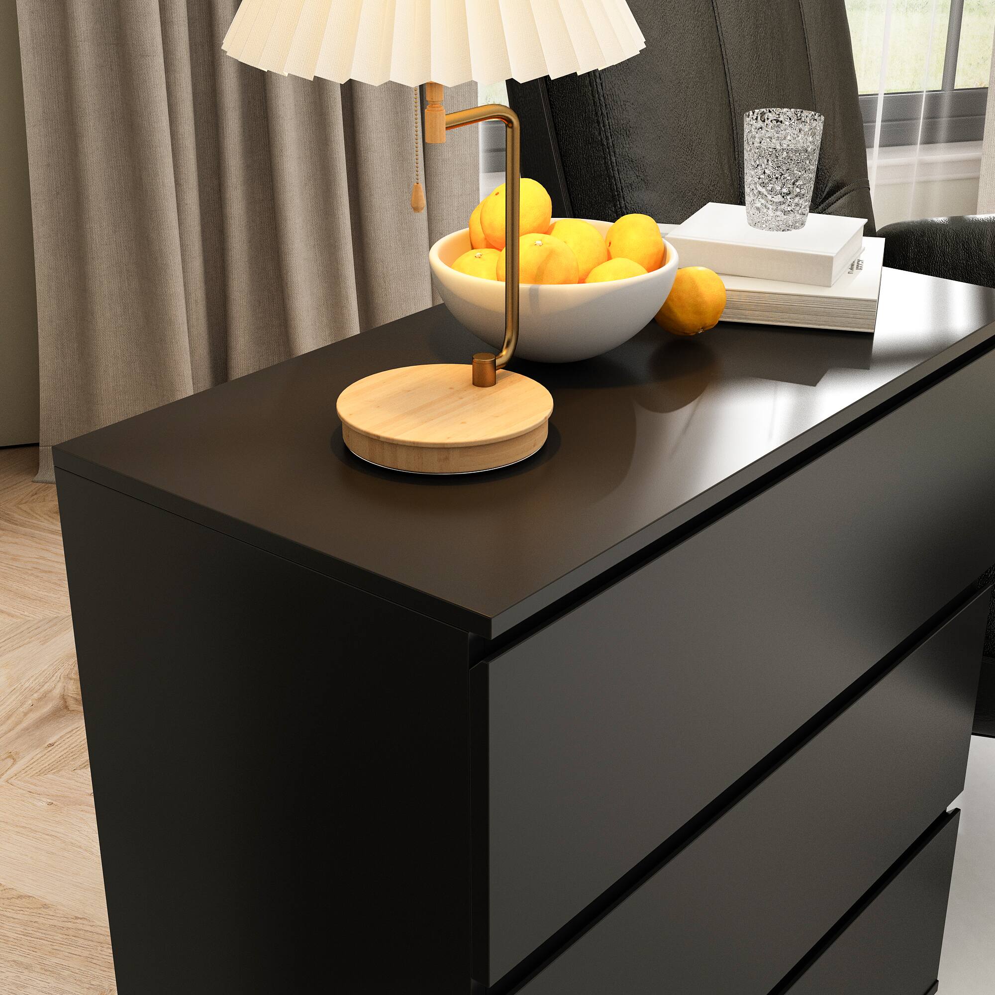 Alt View 6. FUFU & GAGA - FUFU&GAGA 3 - Drawer Dresser Compact Storage Chest Unit – Black, Ideal for Bedrooms & Living Rooms - Black.