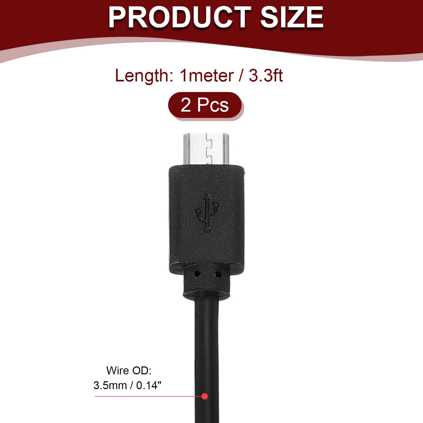 PRODUCT SIZE  
Length: 1 meter / 3.3 ft  
2 Pcs  
Wire OD: 3.5 mm / 0.14"