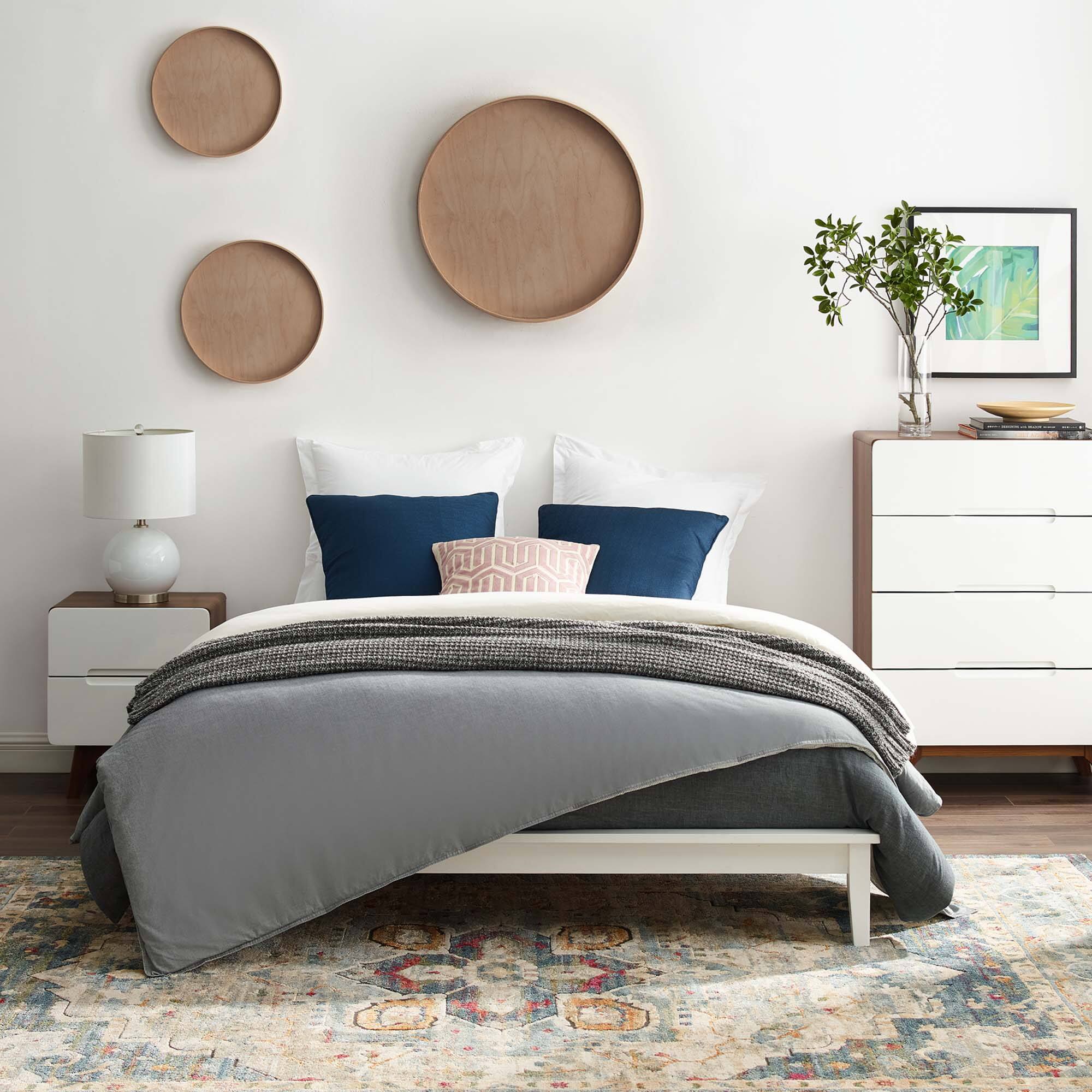 Alt View 2. Modway - Amaris Fabric Twin Platform Bed with Round Splayed Legs - Gray.