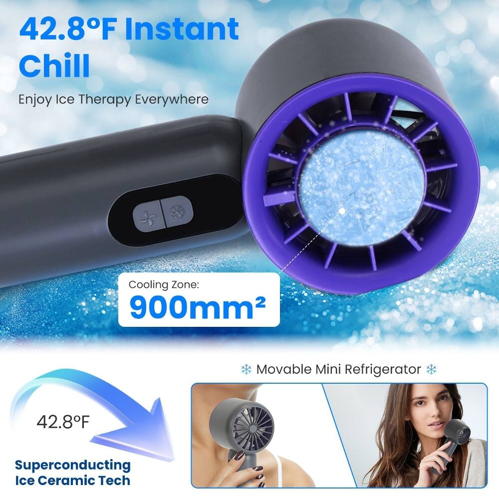 42.8°F Instant Chill  
Enjoy Ice Therapy Everywhere  

Cooling Zone: 900mm²  

Movable Mini Refrigerator  

42.8°F Superconducting Ice Ceramic Tech