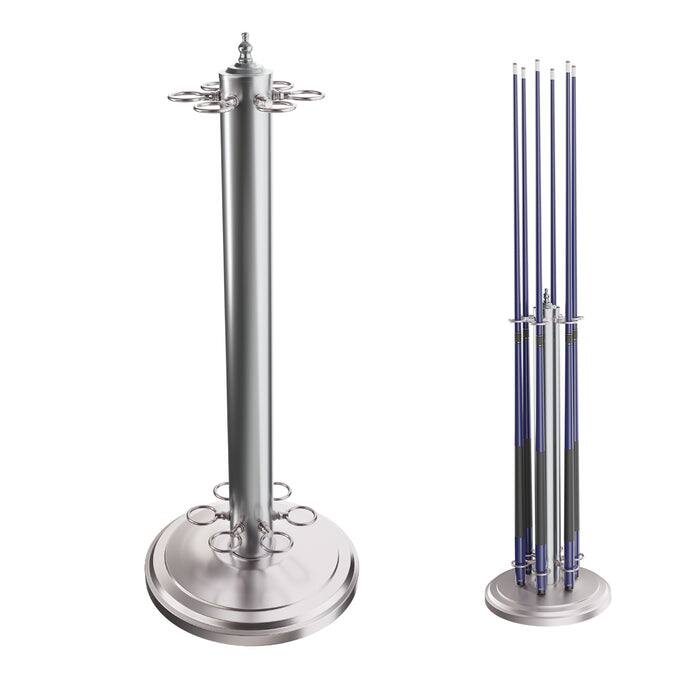 Back. GSE Games & Sports Expert - Metal 6 Floor Stand Pool Cue Rack, Billiard Pool Cue Rack Only, Stand Style Cue Rack - Brushed Nickel - Brushed Nickel.