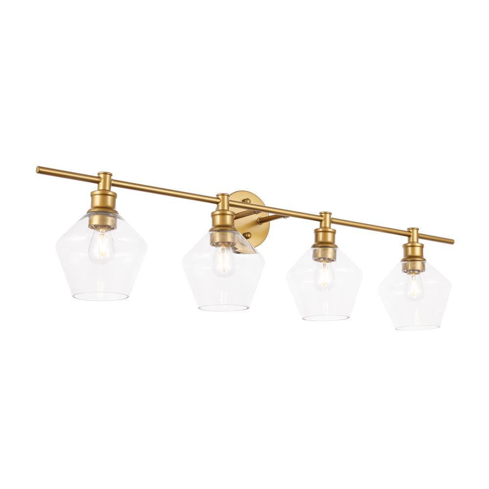 Angle. Living District - Gene 4 light Brass and Clear glass Wall sconce - Brass And Clear Glass.