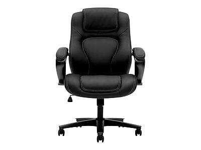 Front. HON - HON High-Back Chair, Fixed Arms, Black Vinyl (BSXVL402EN11) - Black.