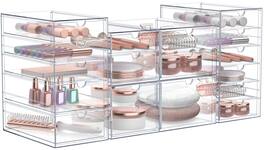 Sorbus - Makeup Organizer With Drawers, Acrylic Drawer Organizer for Makeup, Office Organization and Storage - Clear - Clear 18 Drawers