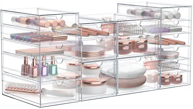 Front. Sorbus - Sorbus Makeup Organizer With Drawers, Acrylic Drawer Organizer for Makeup, Office Organization and Storage - Clear - Clear 18 Drawers.
