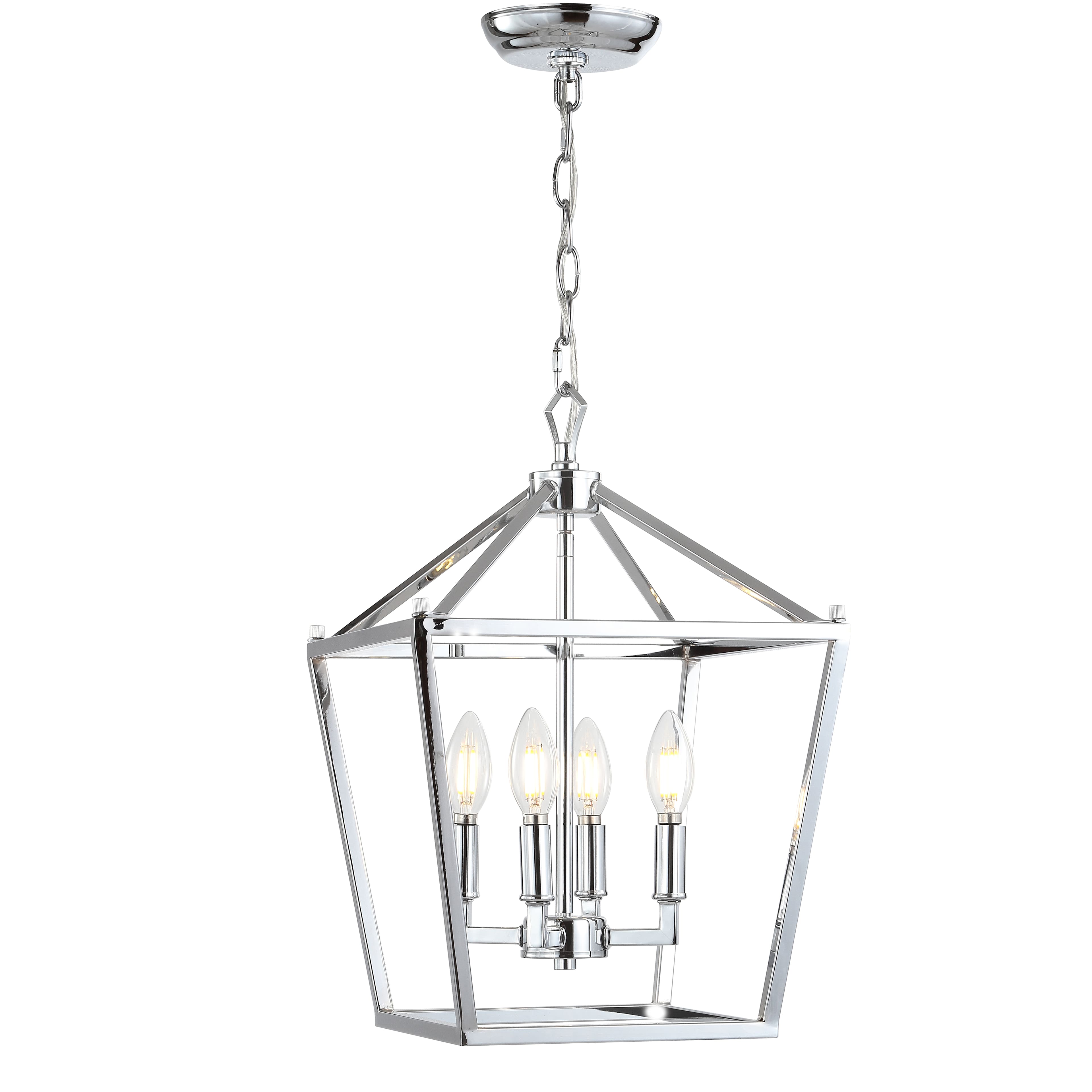 "Jonathan Y - Pagoda 12"" 4-Light Classic Traditional Metal Cage Lantern LED Pendant - Chrome" price history on PriceWatchPro