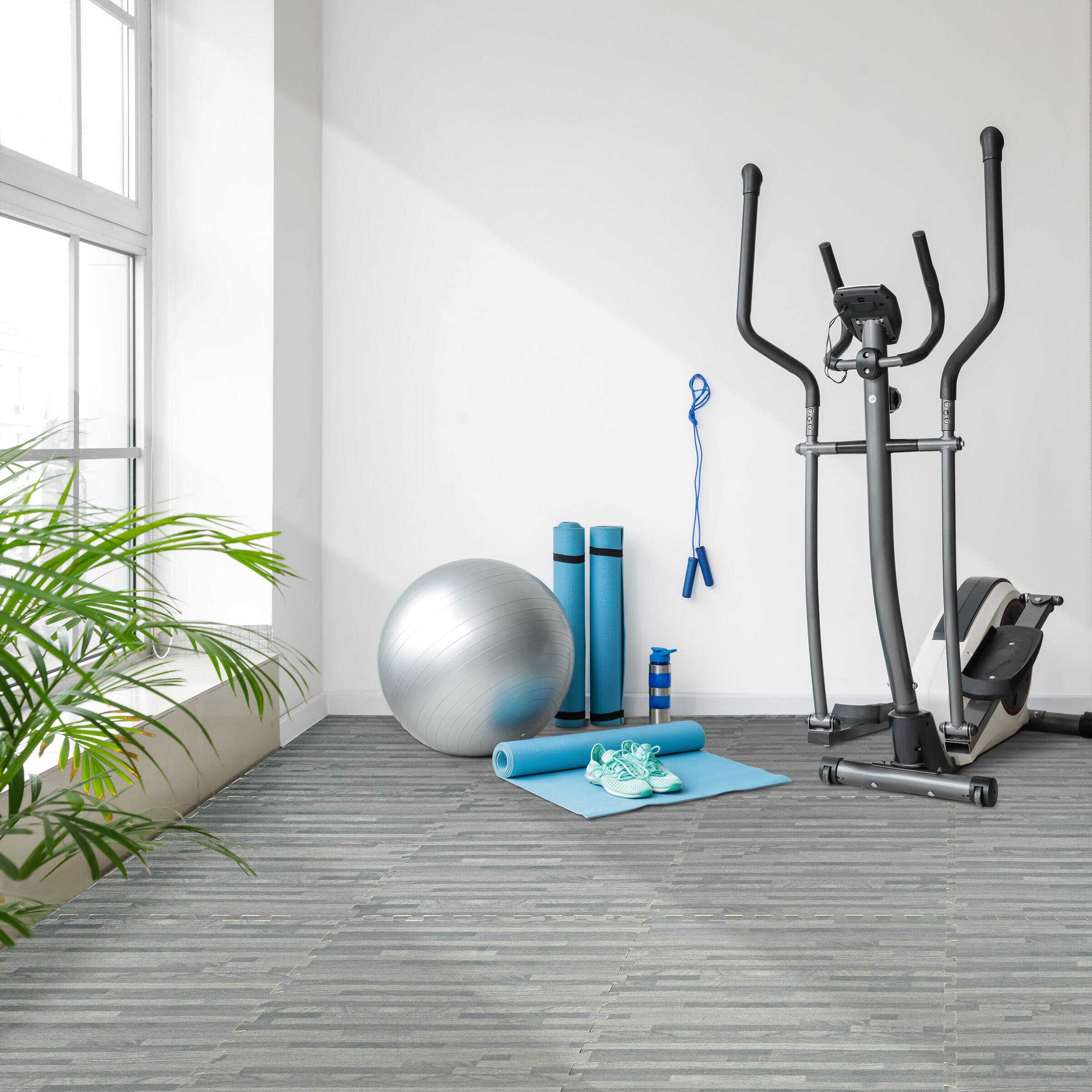 Alt View 2. Sorbus - Sorbus 3/8-Inch Thick 96 Sq. Ft. Wood Grain Floor Foam EVA Interlocking Mats Tiles w/ Borders for Home, Trade Show - Gray.