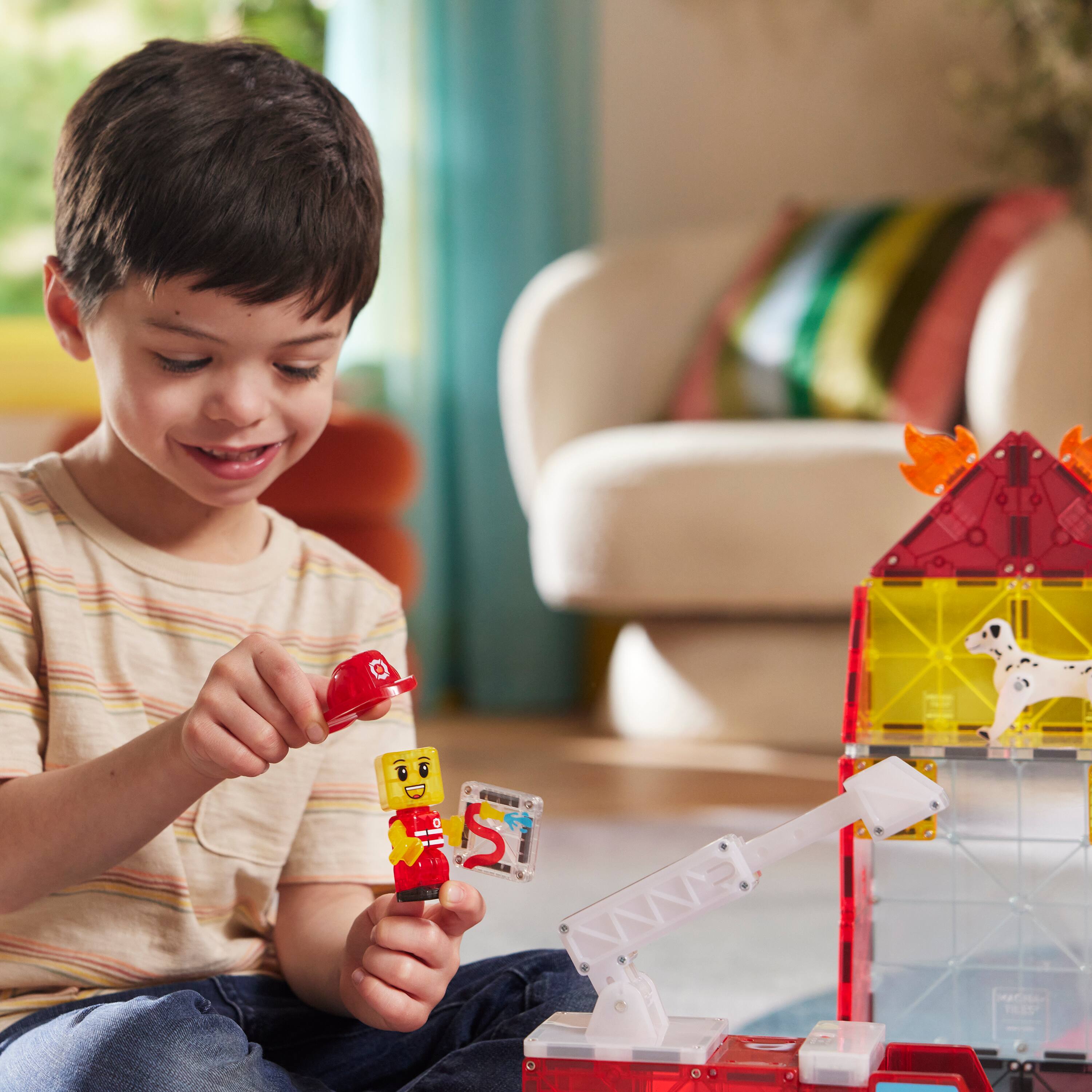 Alt View 1. Magna-Tiles - Fire Station 50-Piece Magnetic Construction Set, THE ORIGINAL MAGNA-TILES.