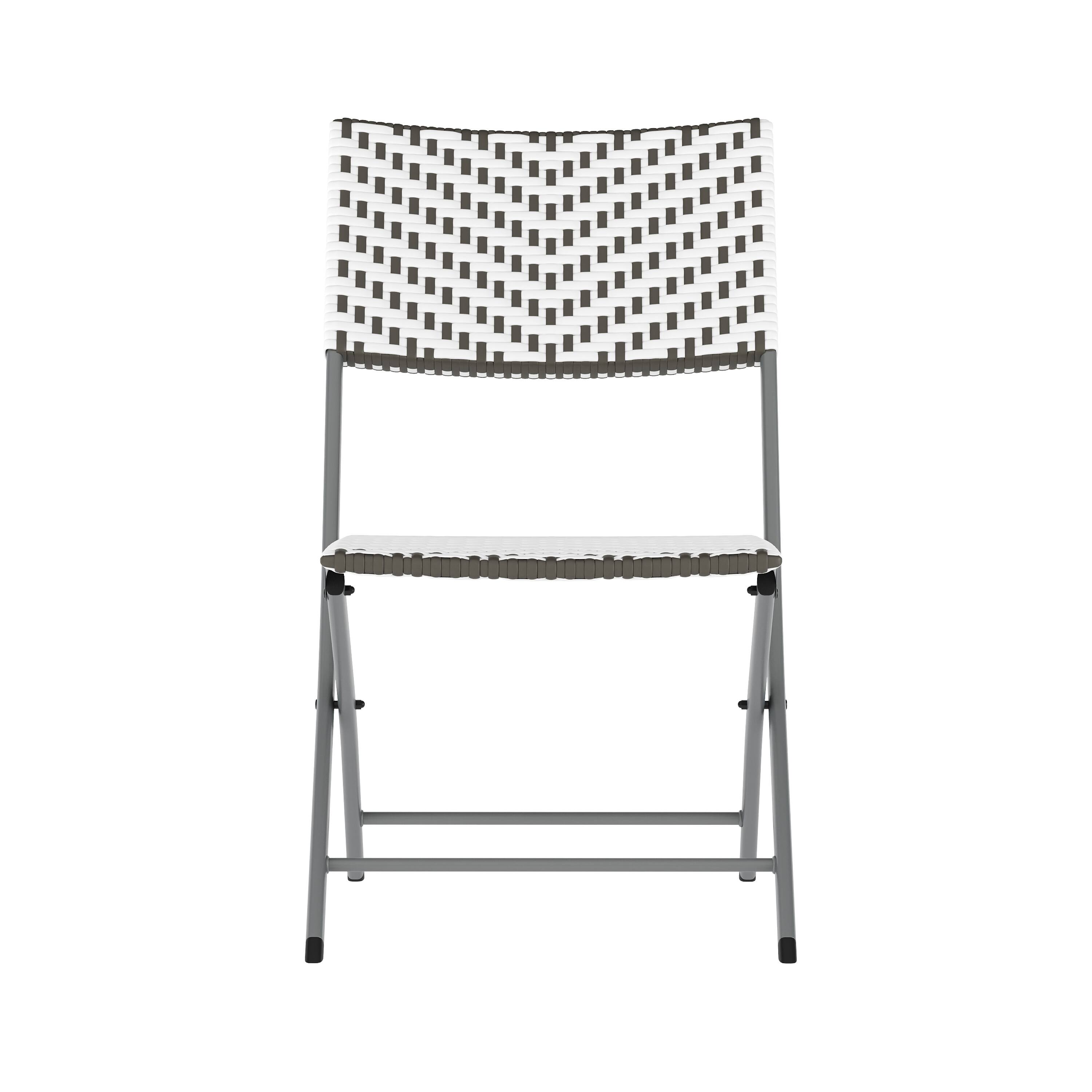 Alt View 9. Emma + Oliver - Ciel Three Piece Folding Bistro Set in PE Rattan with Metal Frames for Indoor and Outdoor Use - Gray & White.